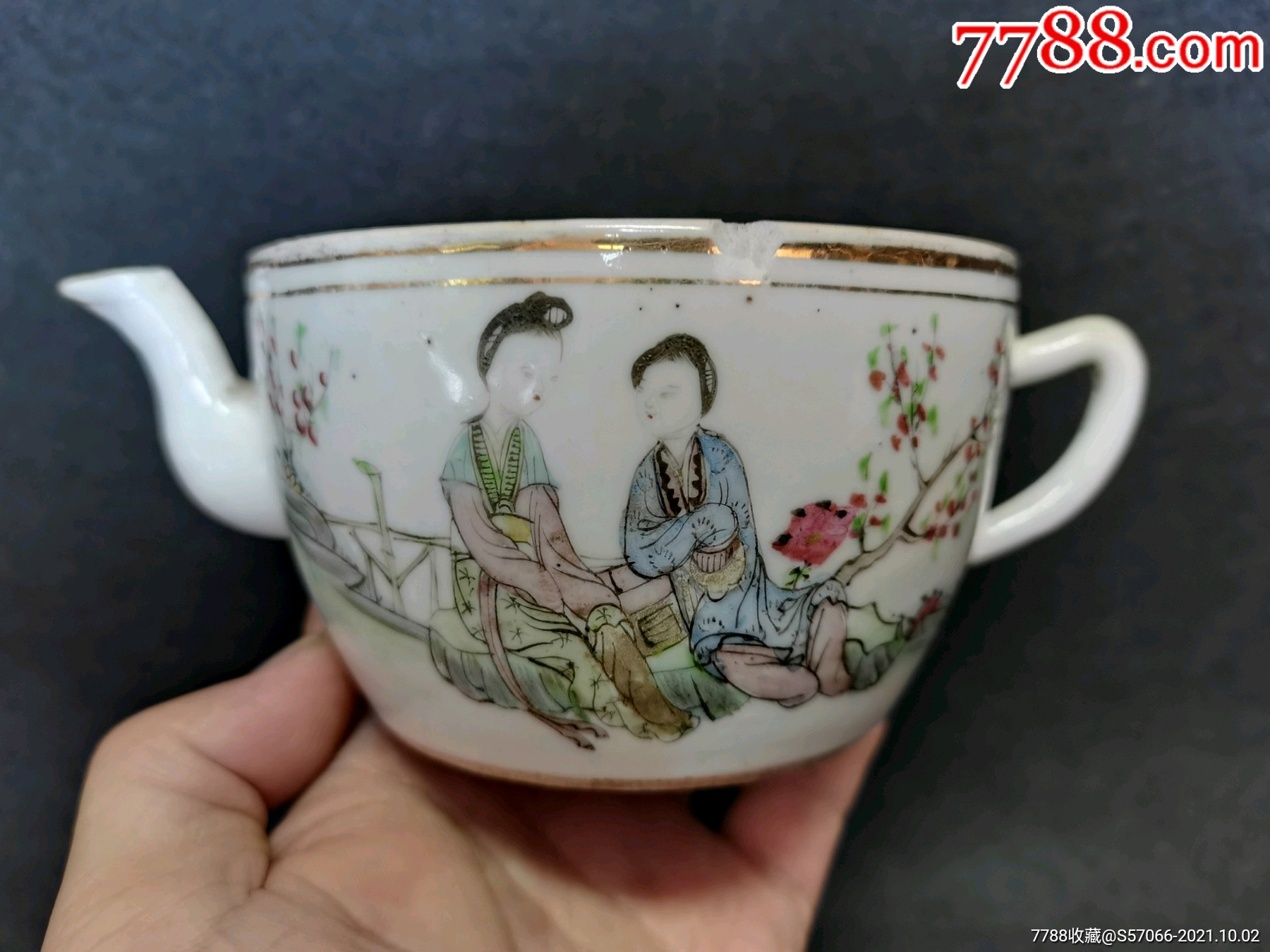 民国名家"万子林"桃花美女参壶底.