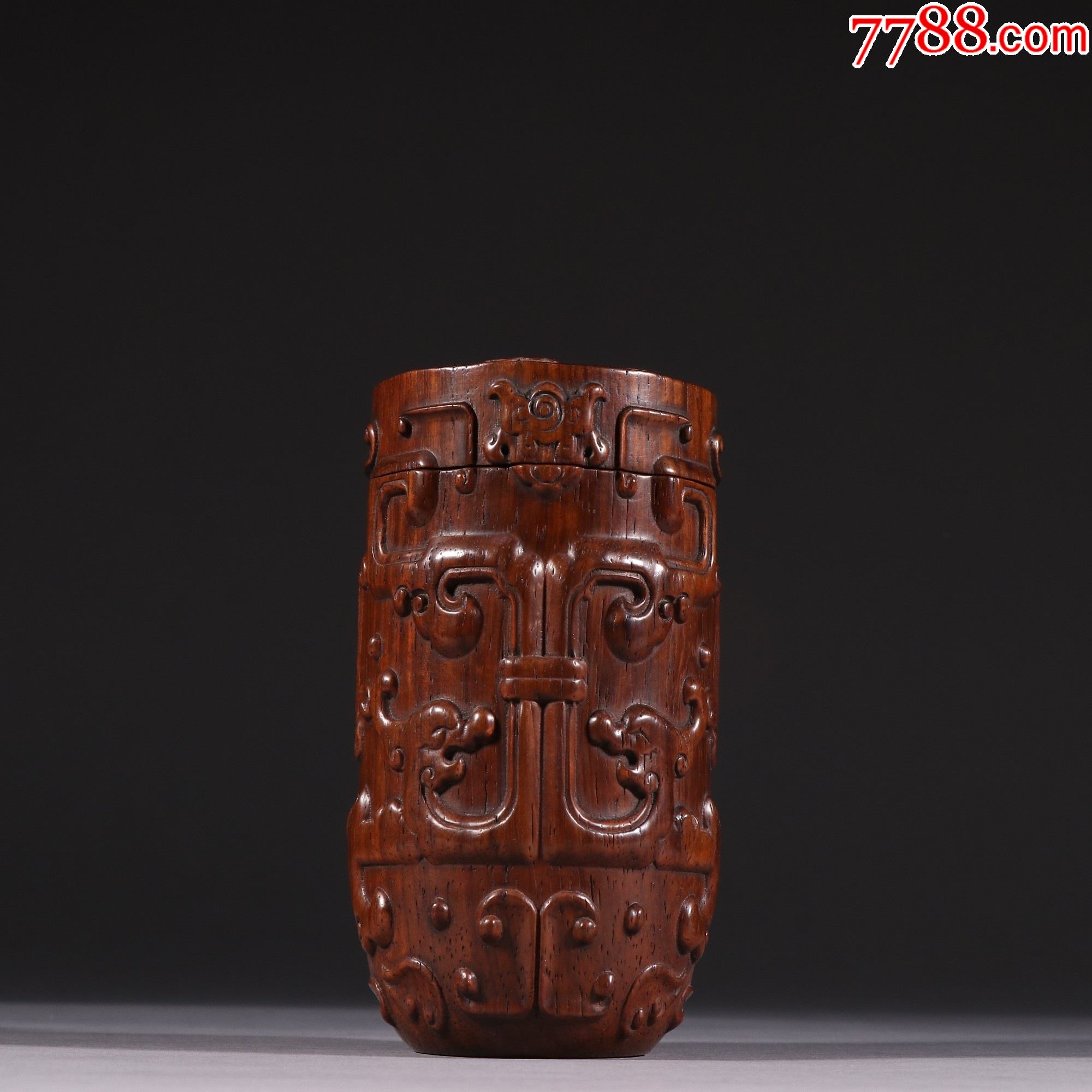 红木雕螭龙纹茶叶罐