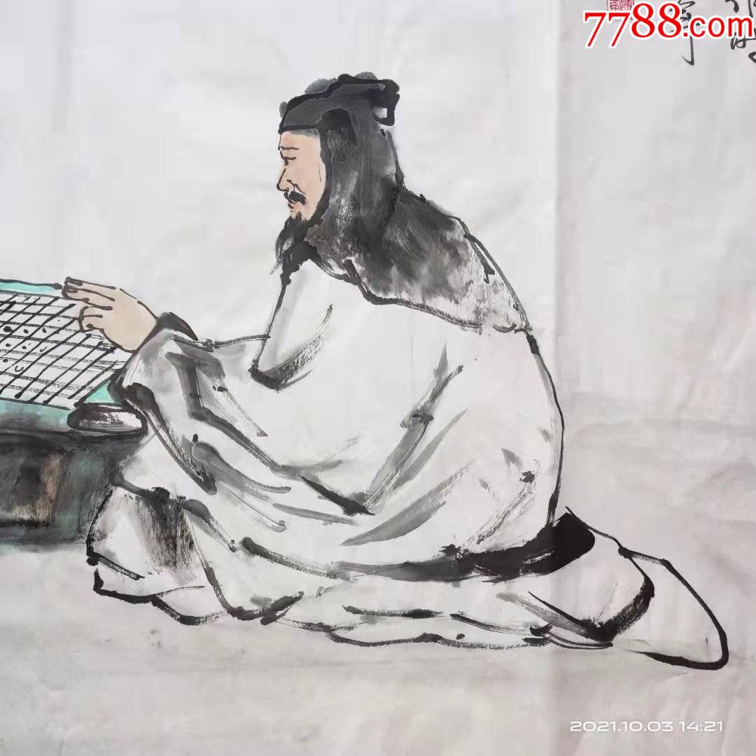 长136宽69厘米,手工画,人物画国画宣纸画俩文人雅士对弈图