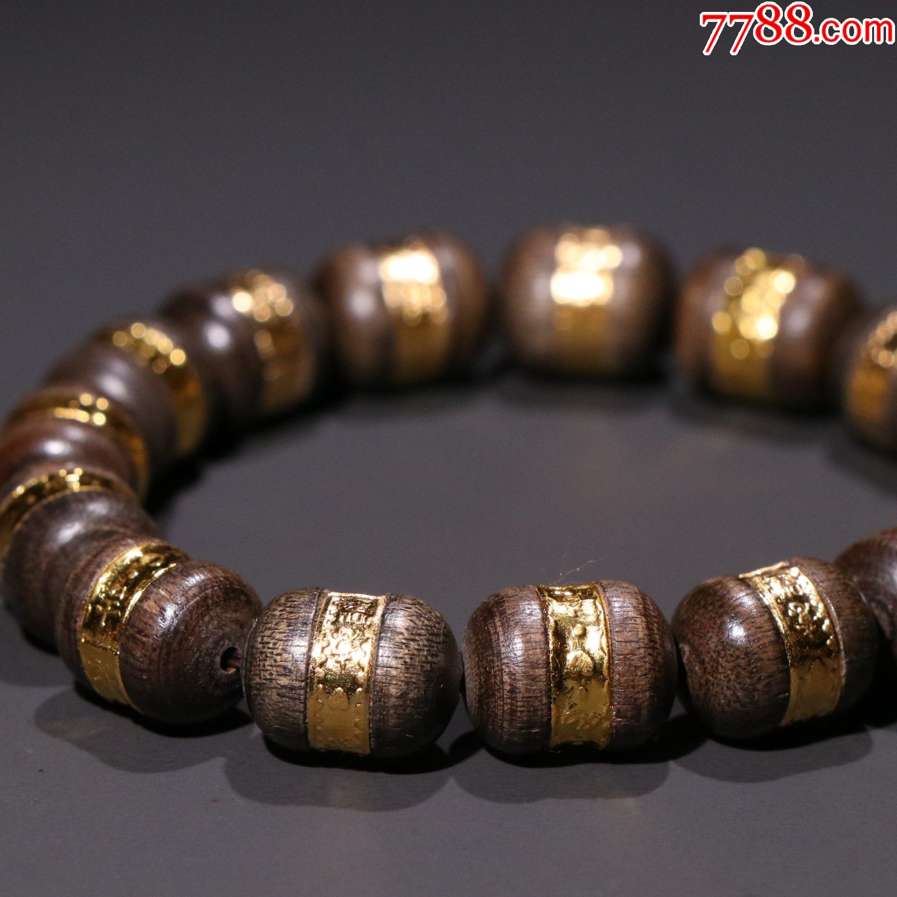 沉香包金吉祥如意手串