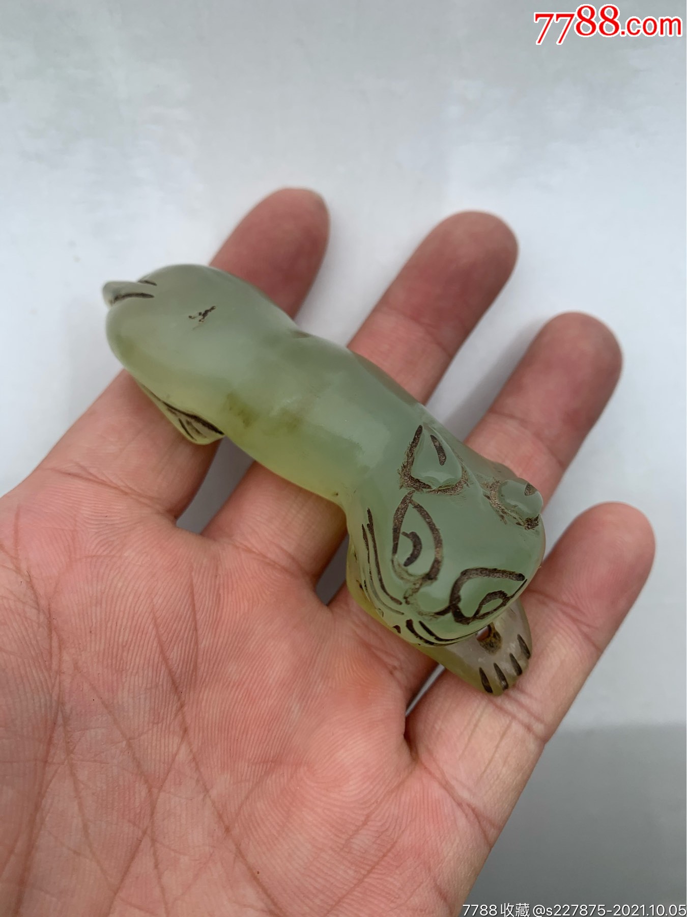 清代玉把件,玉虎