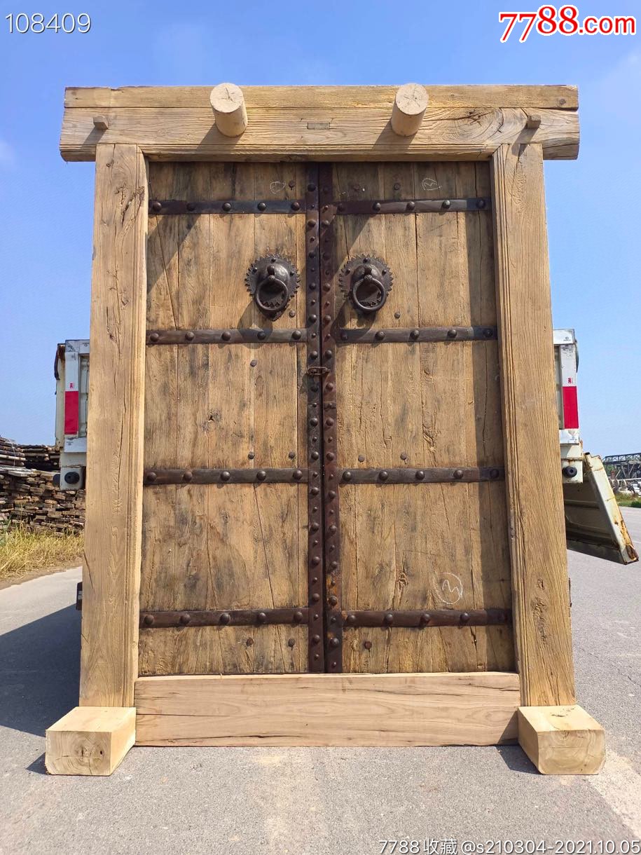 清代榆木铁艺大门一套纯手工制作可用于装修茶楼会所民俗院等