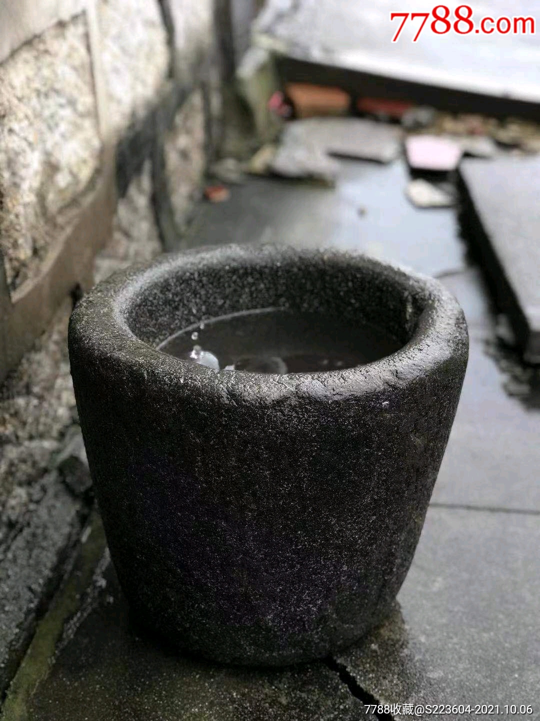 清代捣米石臼青石包老石质细腻器型古朴