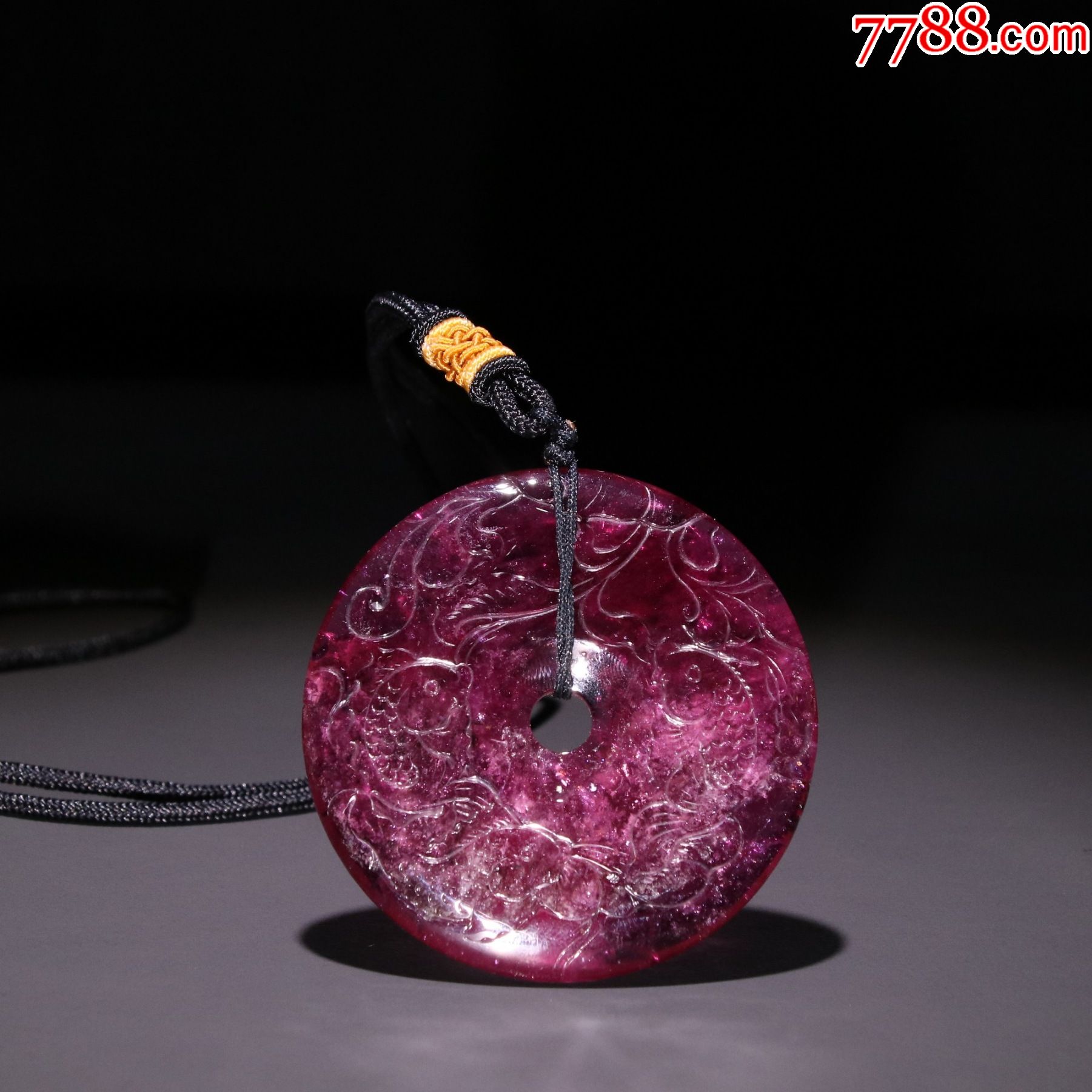 桃色碧玺雕连年有余平安扣_价格6000元_第1张_7788收藏__收藏热线