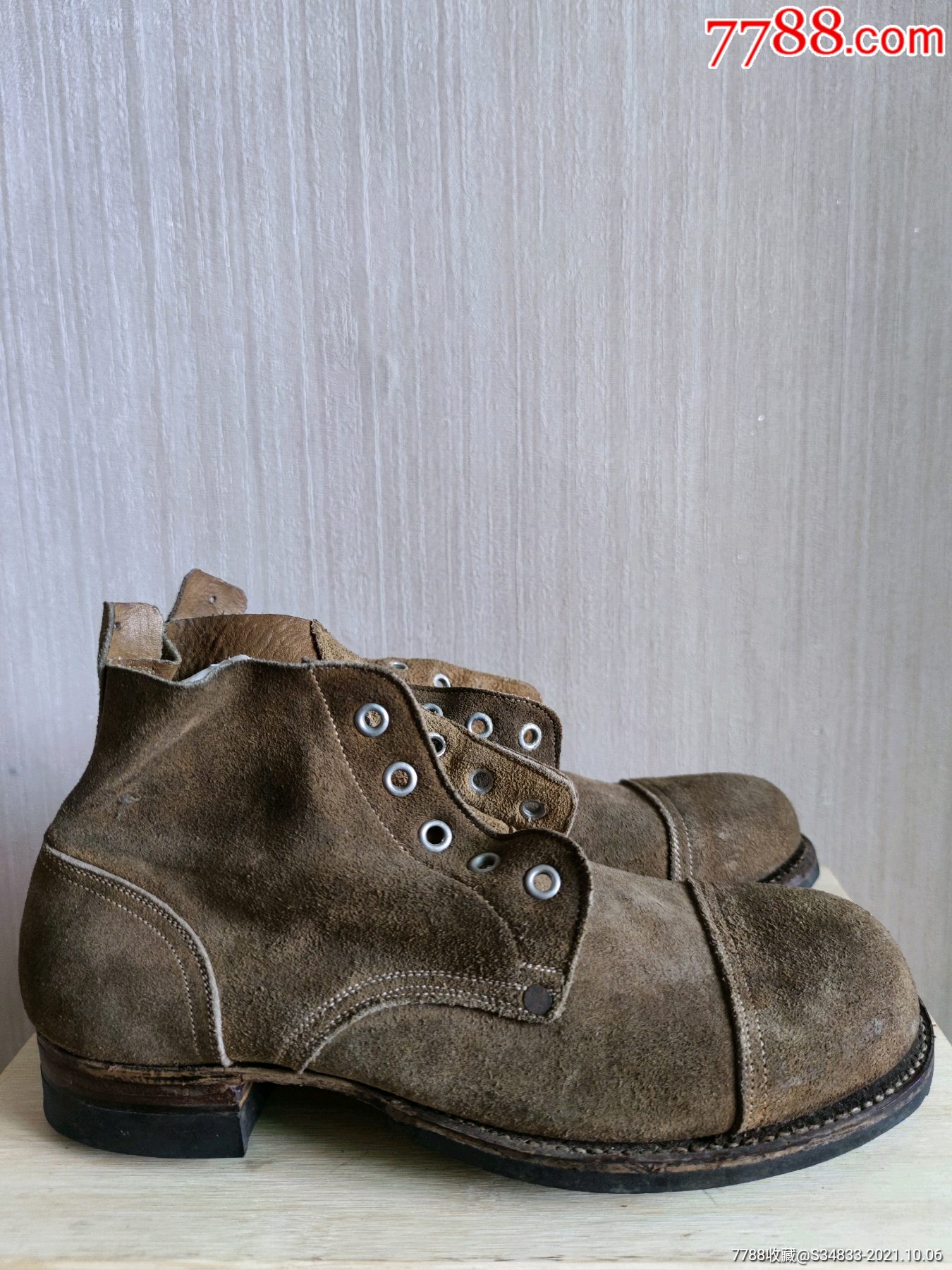 全新未穿皮底王字底翻毛三接头皮鞋