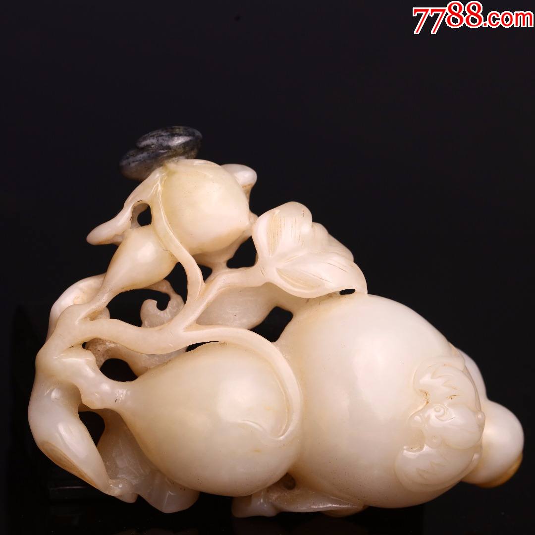 旧藏和田玉福禄摆件