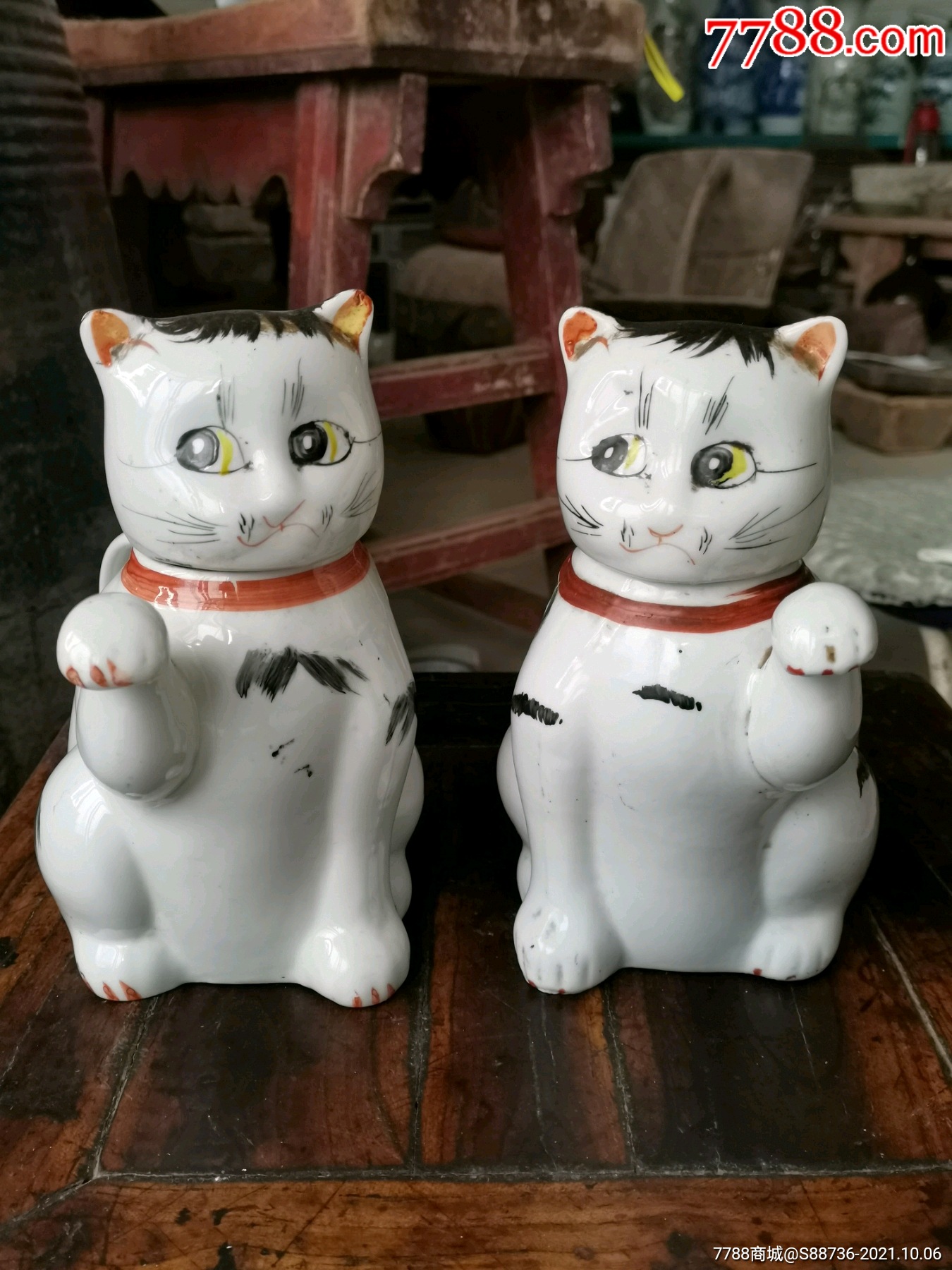 猫壶一对,全品-价格:400元-se83011848-单色白瓷-零售-7788收藏__收藏