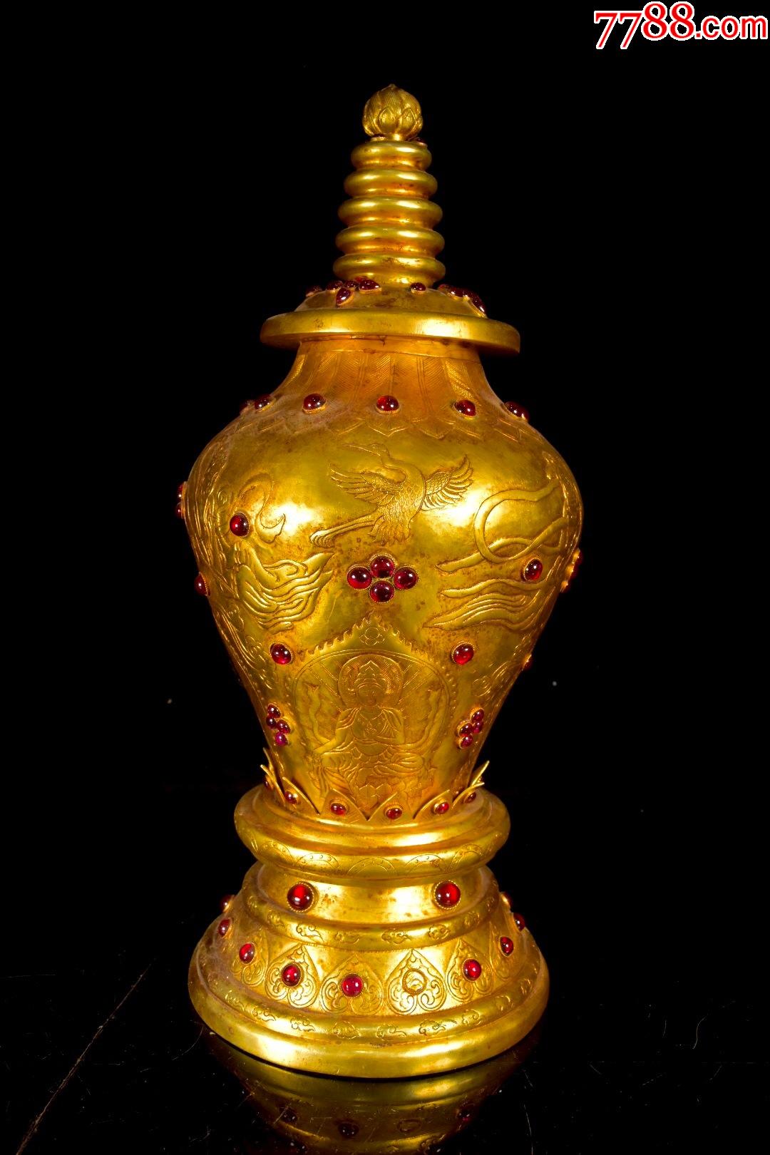 西藏佛教铜鎏金摆件a91s70f