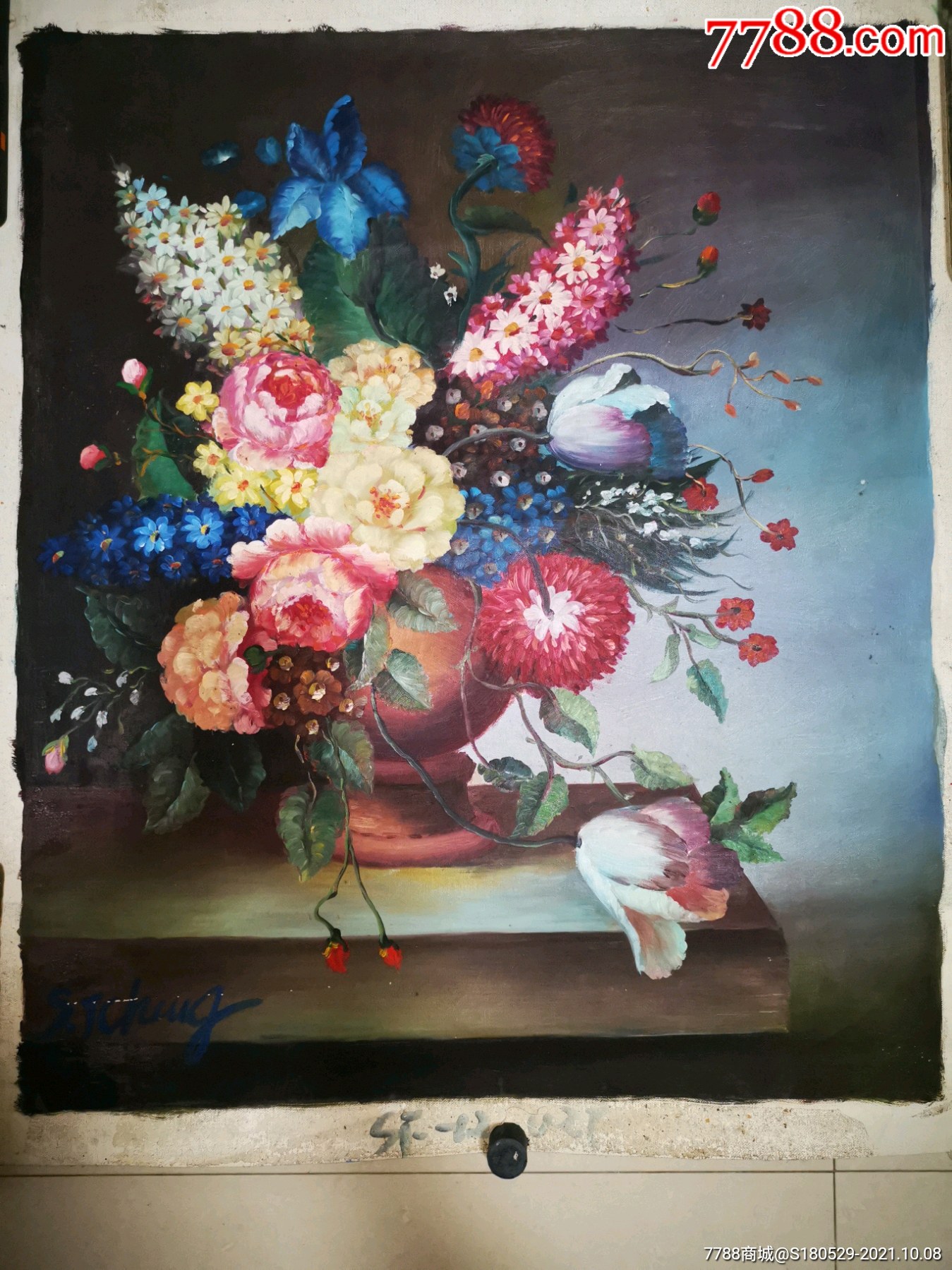 张自正,瓶花油画