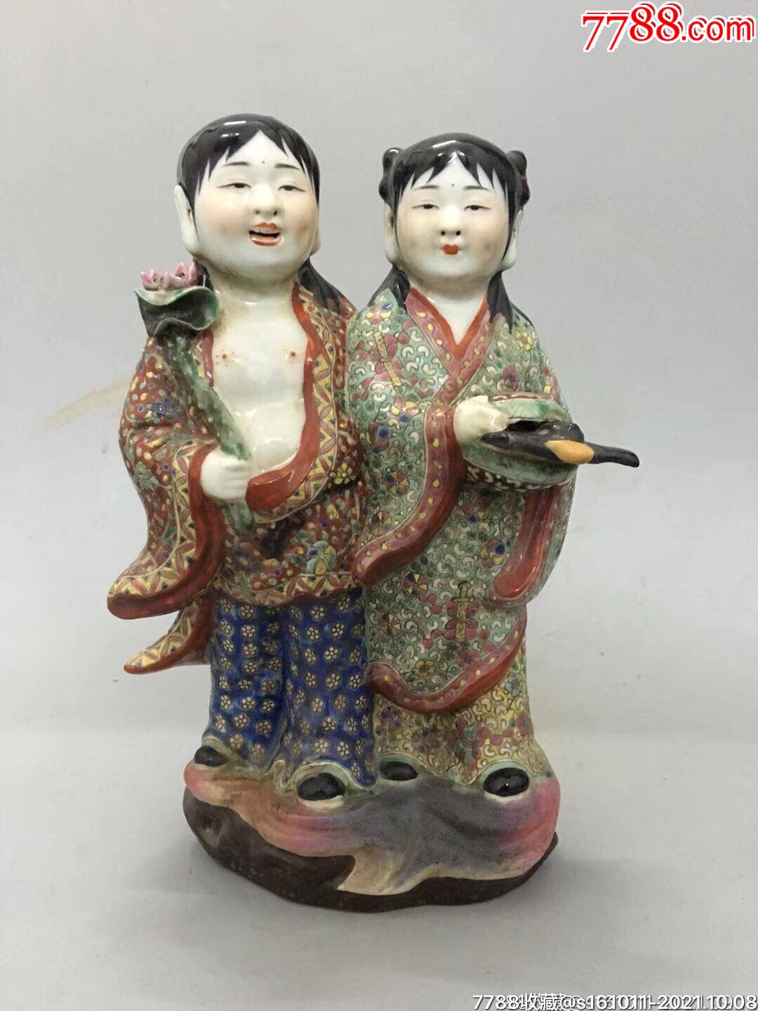 民国和合二仙像_彩绘瓷/彩瓷_图片价格_收藏鉴定_7788钱币网