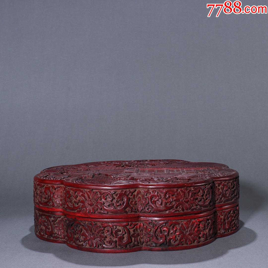 清代剔红人物故事捧盒