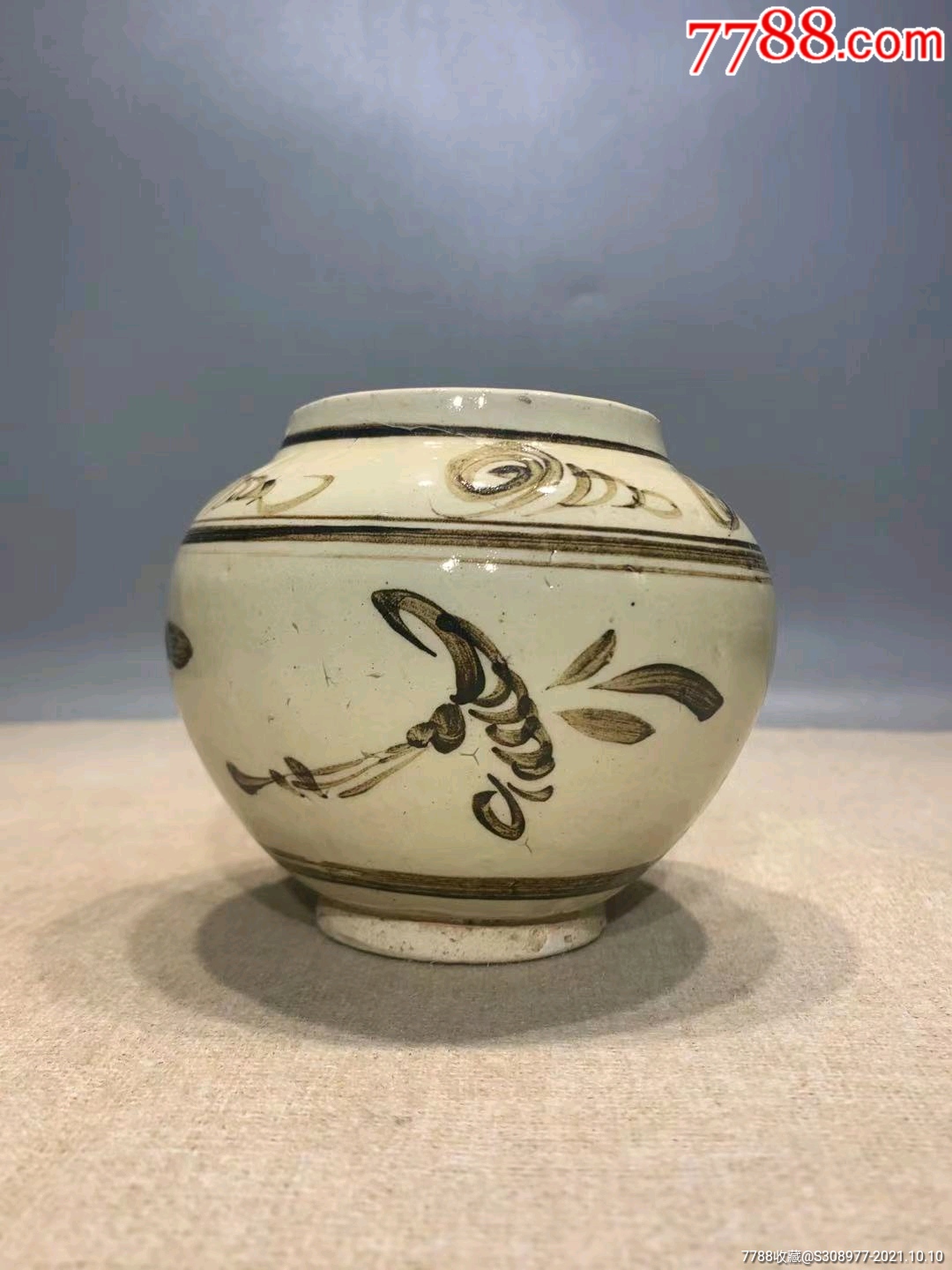 宋代磁州窑白底黑花罐_价格1200元_第1张_7788商城__七七八八商品交易