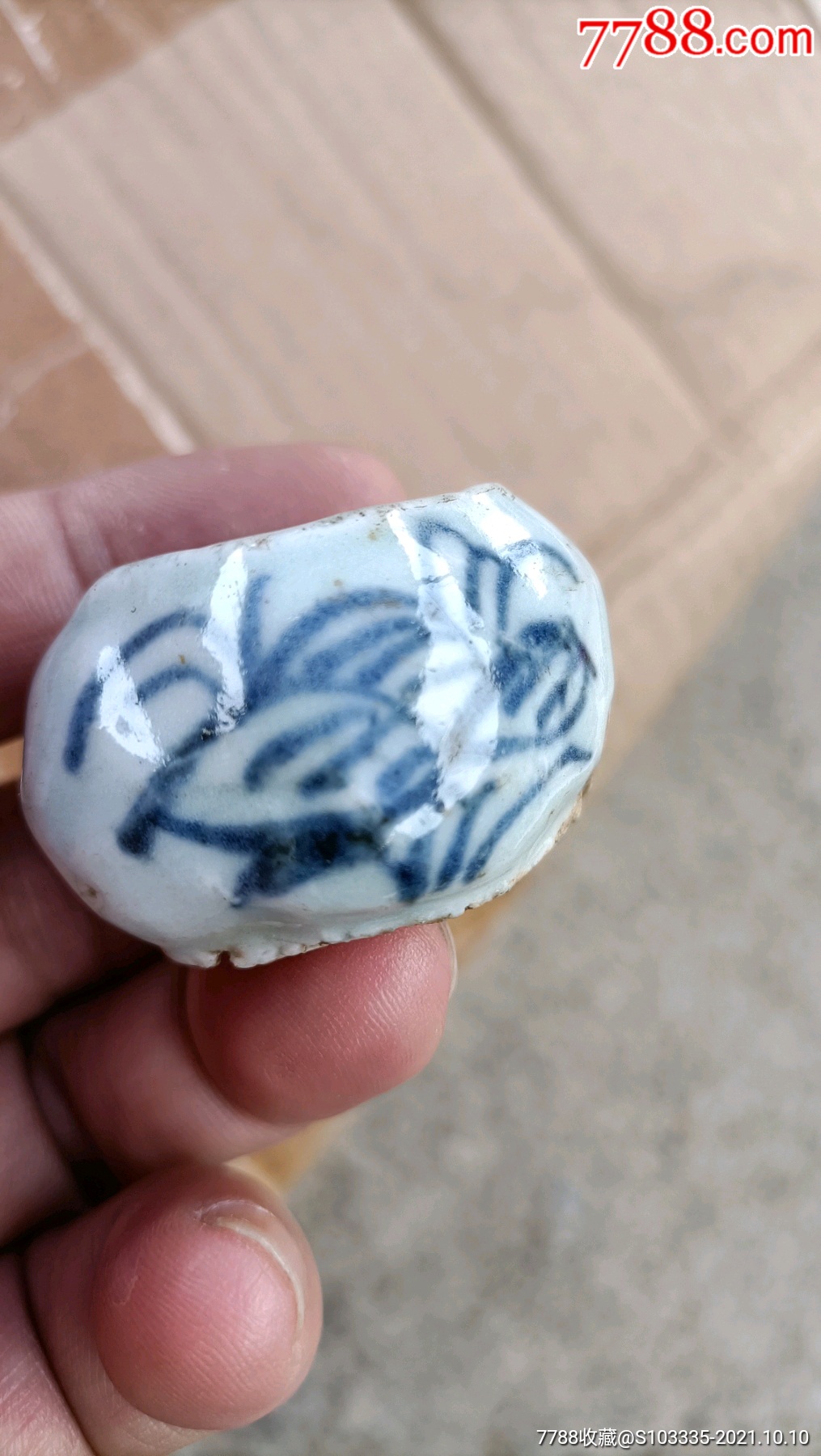 青花鸟食罐真品完整