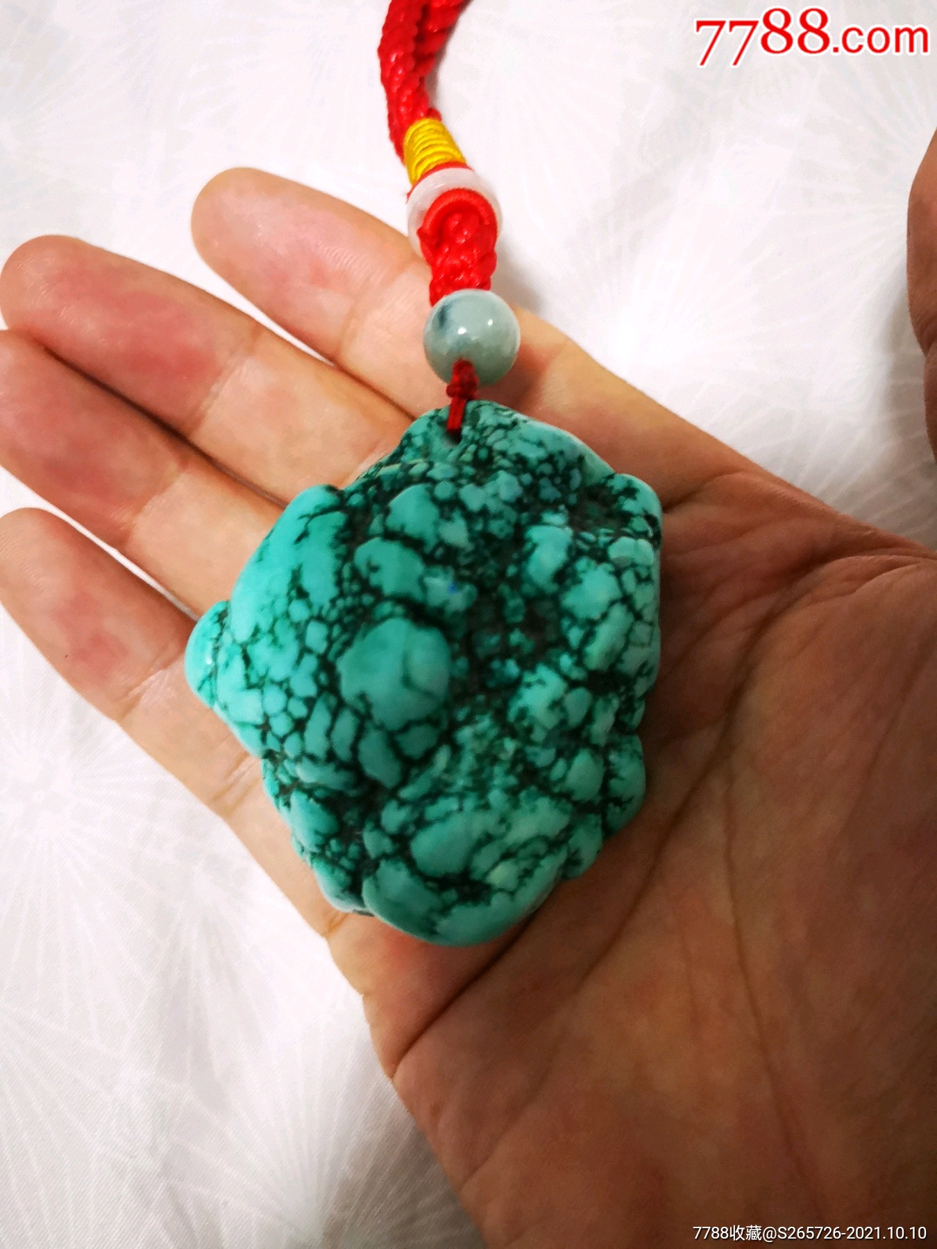 随形原矿绿松石手把件