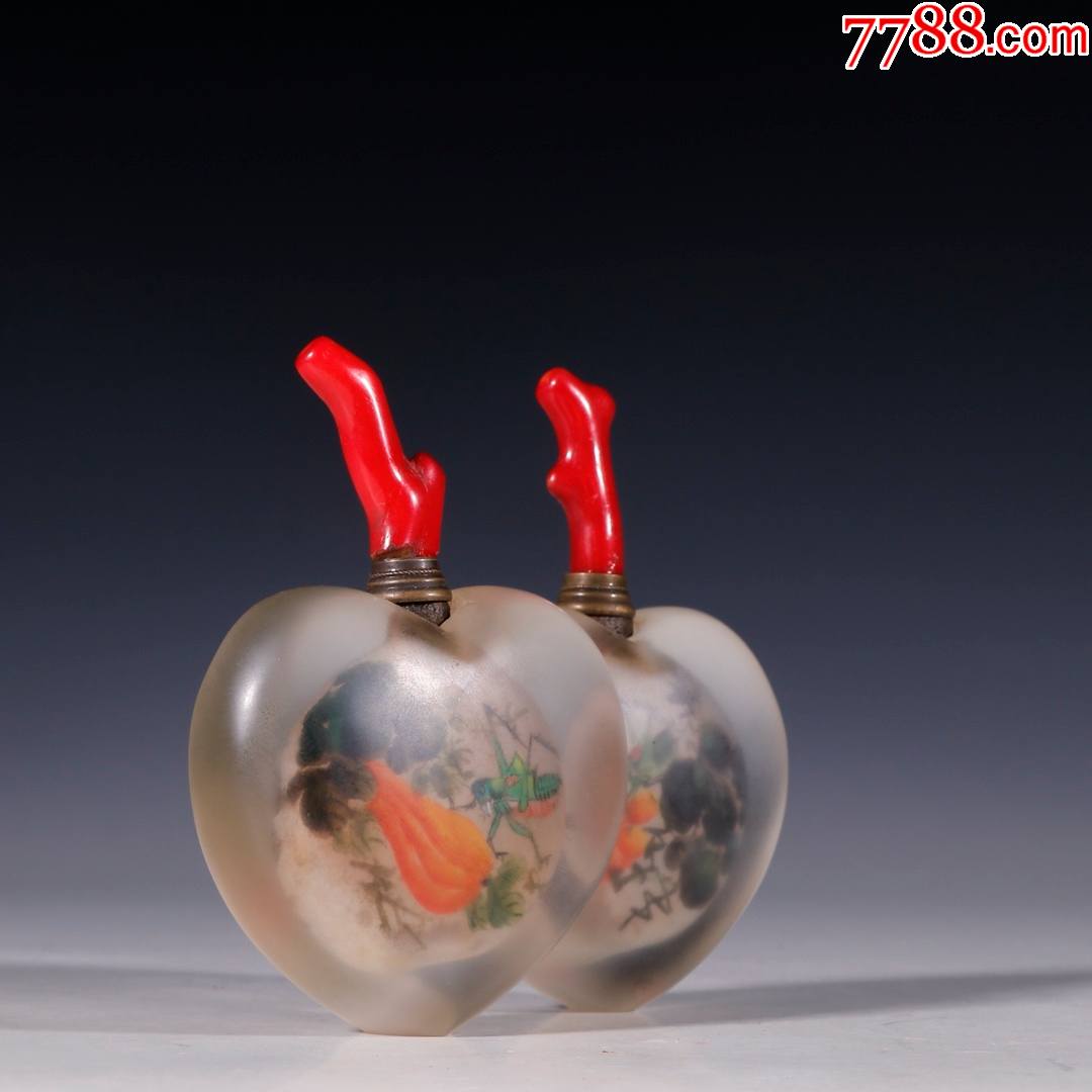 旧藏【老琉璃心型双联鼻烟壶】_价格3000元_第1张_7788收藏__收藏热线