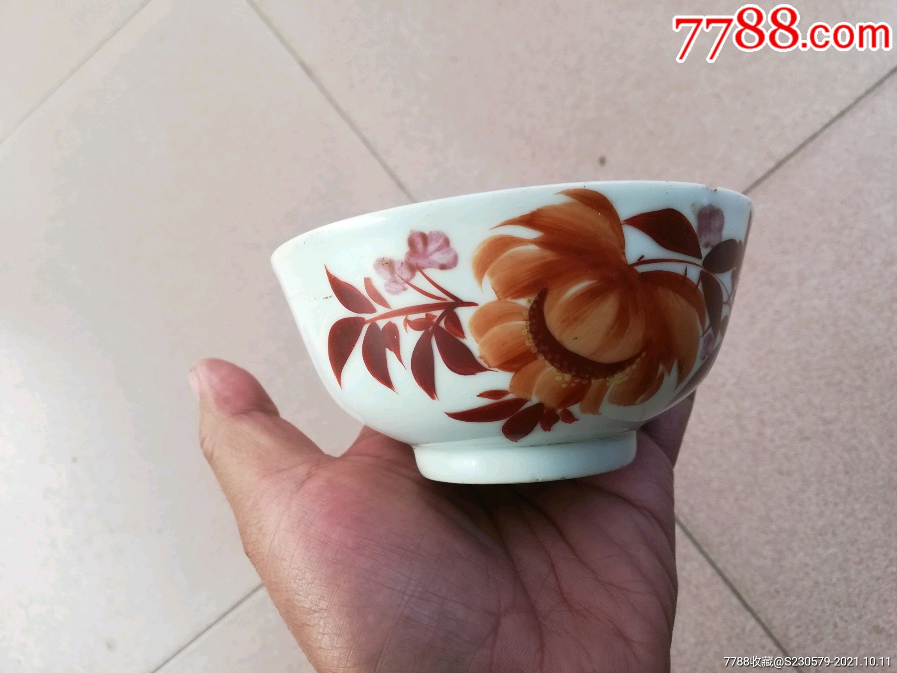 五十年代景德镇花卉薄胎碗