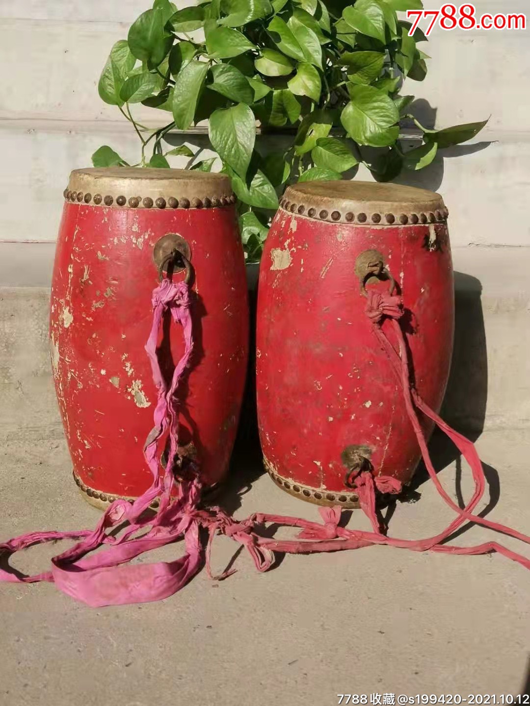 六十年代腰鼓一对保存完整正常使用尺寸如图包老