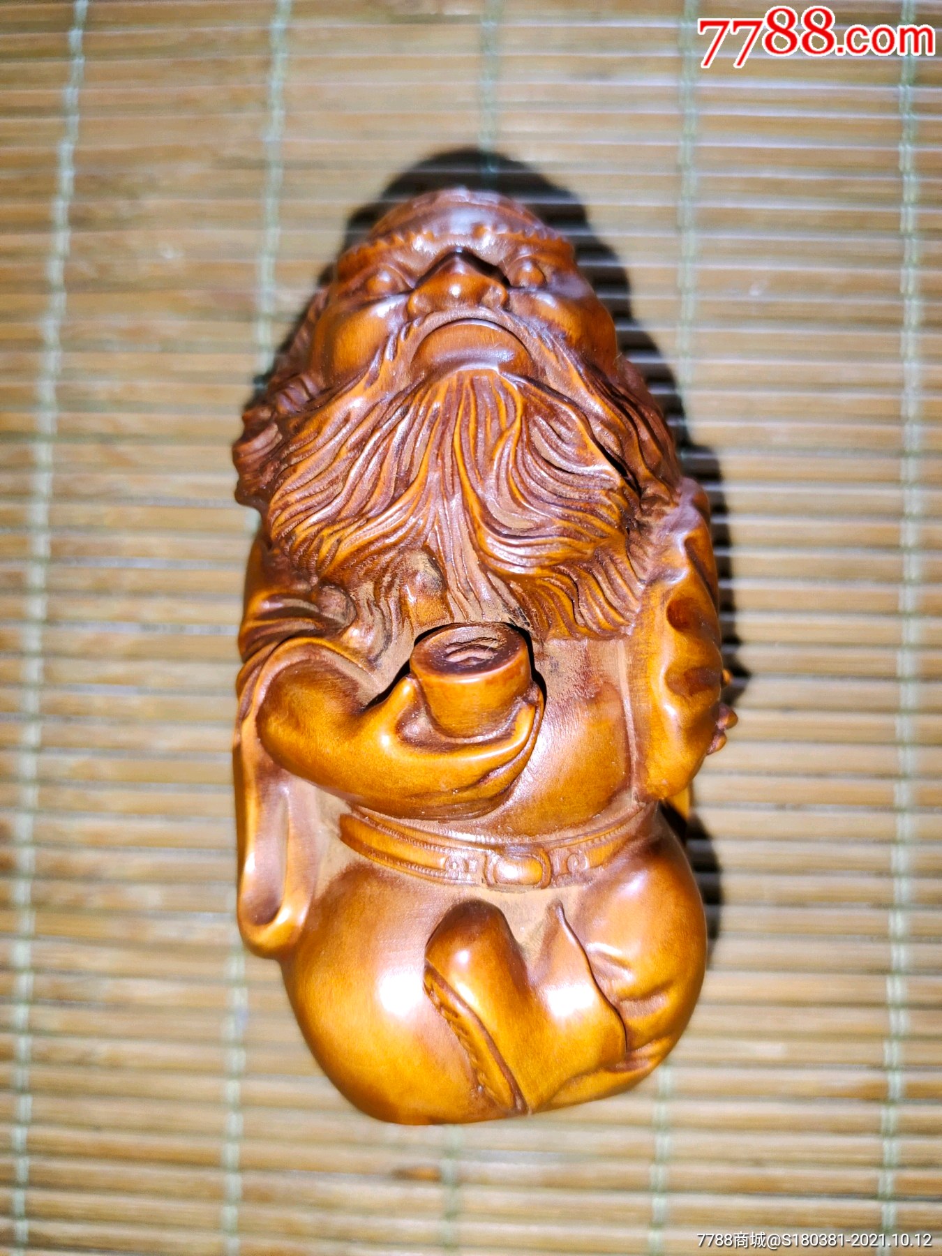 小叶黄杨木雕刻钟馗实木雕摆件手把件_第1张_7788木艺