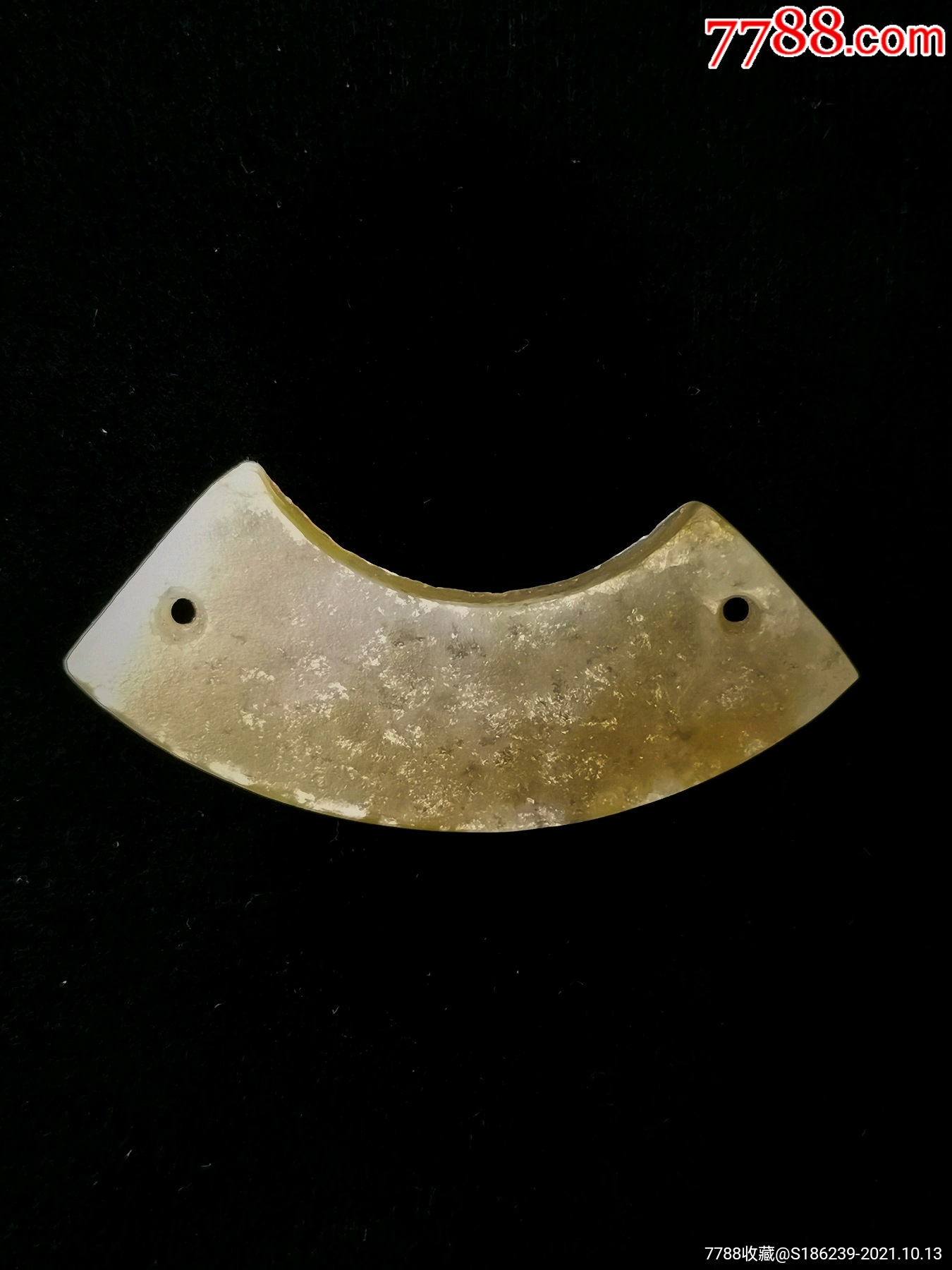 古玉老玉高古玉早期文化齐家玉璜规格长47宽17厚35mm默认发