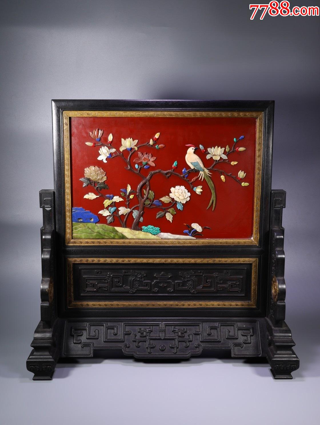 百宝嵌花鸟插屏-价格:18000元-se83140199-木屏风-零售-7788收藏