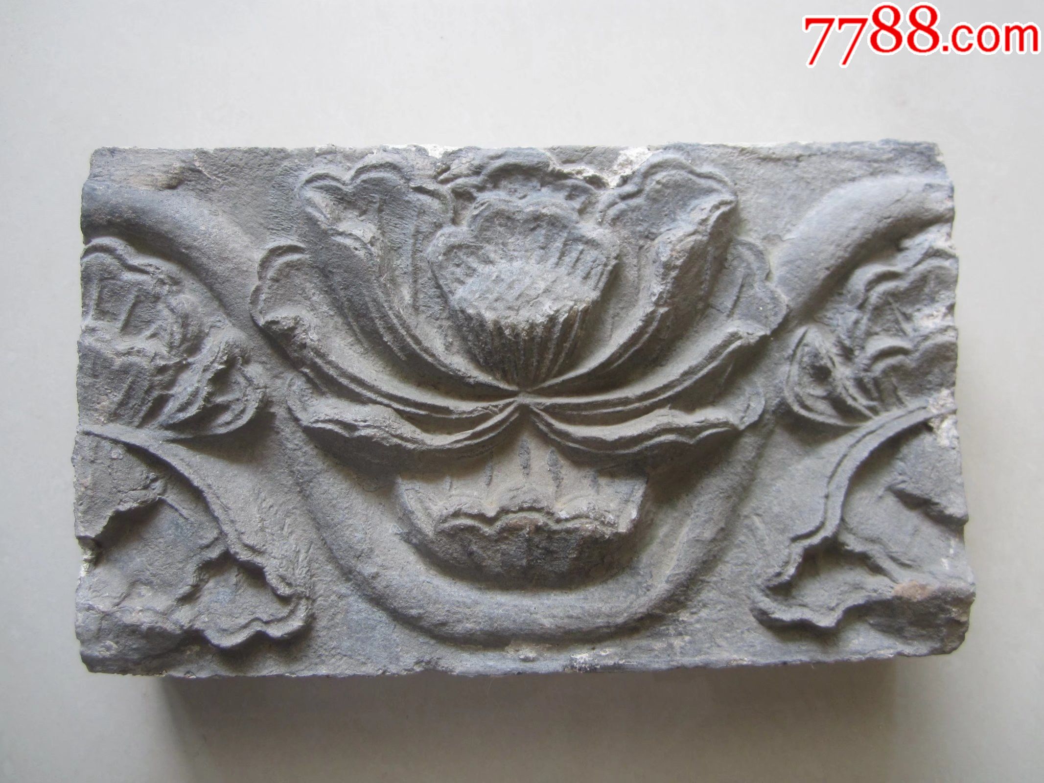 清代荷花.莲花老砖雕-古砖/画像砖-7788陶瓷