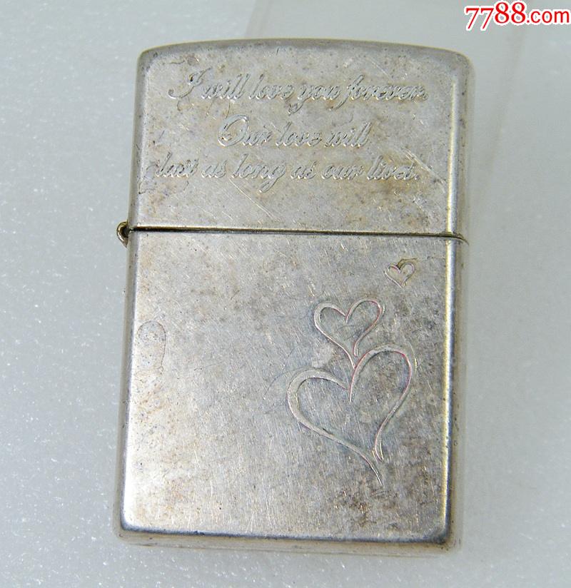 zippo煤油打火机2014年14年镀银爱心款同龄机