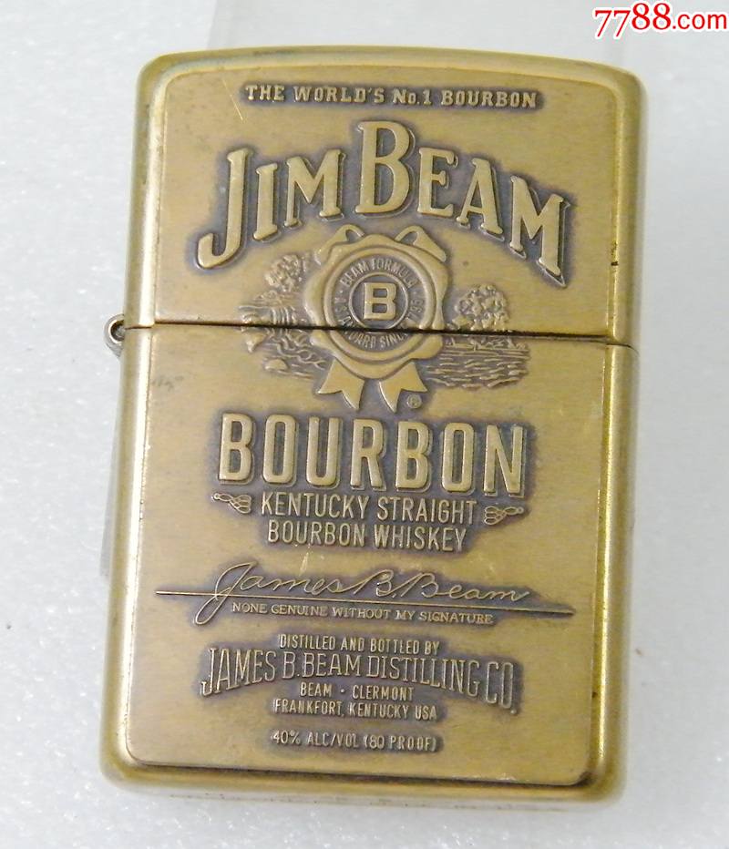 zippo煤油打火机12年贴章jimbeam黄铜贴章