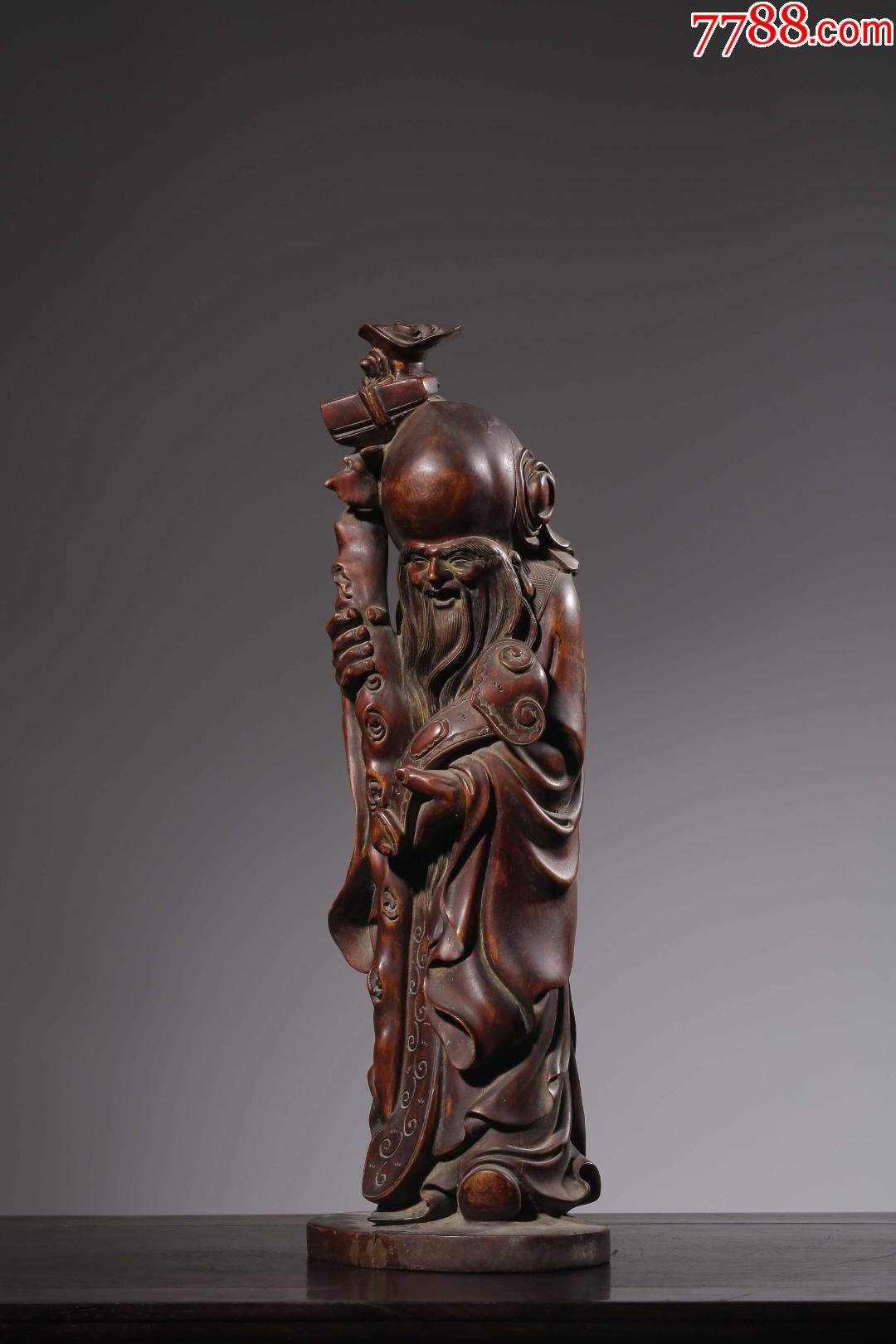 黄杨木雕寿翁立像