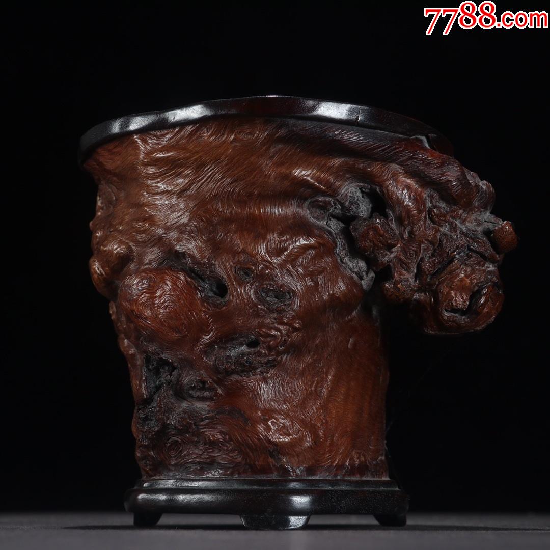 龙眼木树瘤纹笔筒