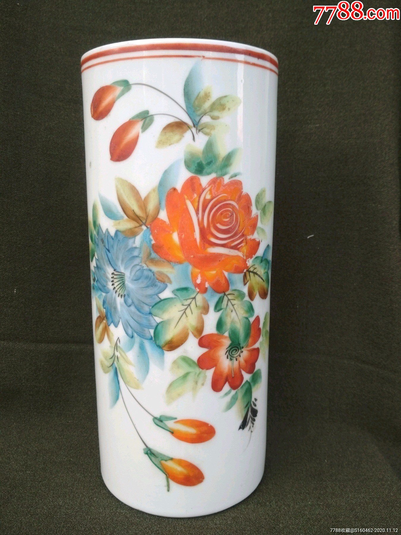 花卉老帽筒_彩绘瓷/彩瓷_收藏价格_鉴定交易_7788瓷器网