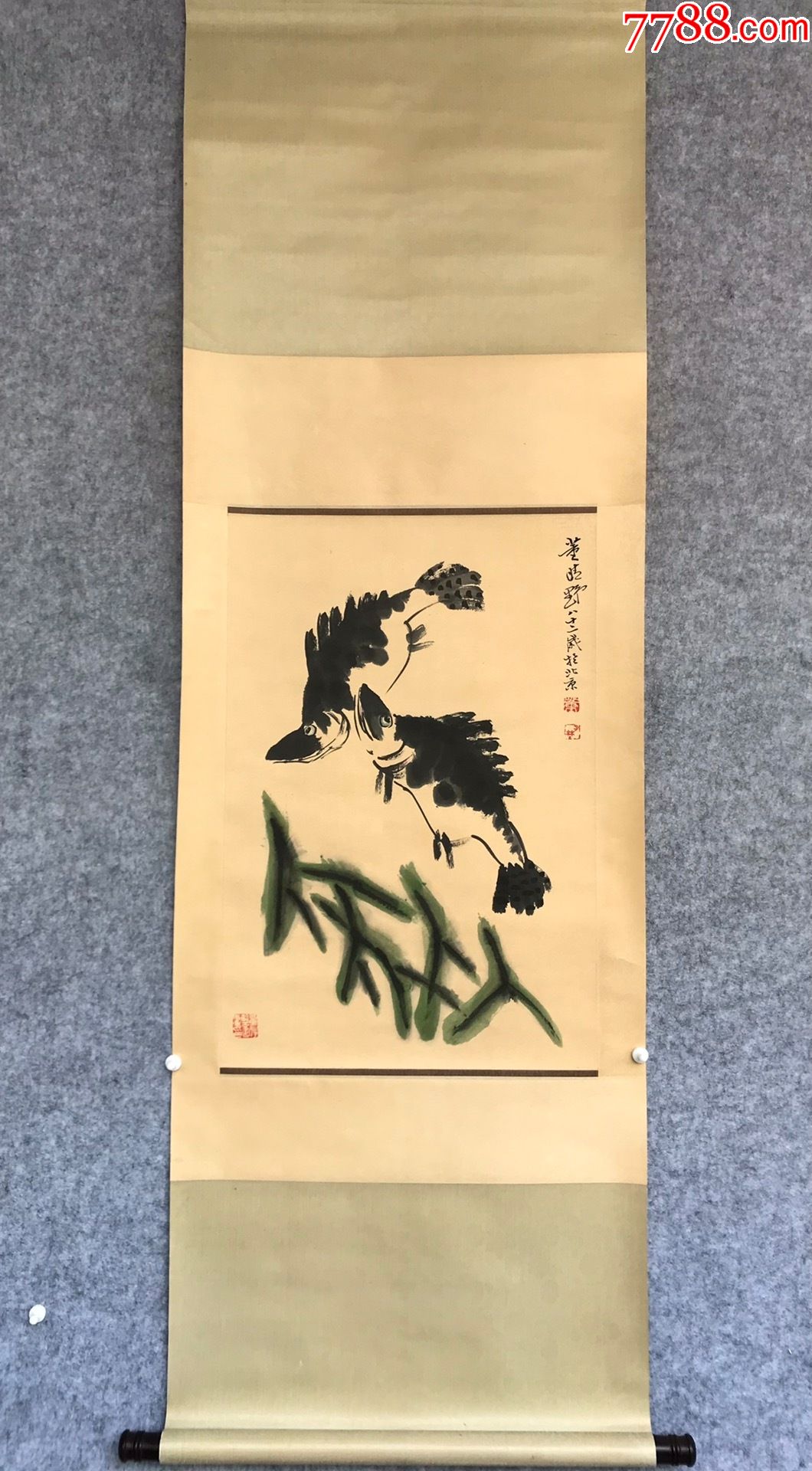 董晴野,鱼乐图-花鸟国画原作-7788老歌片