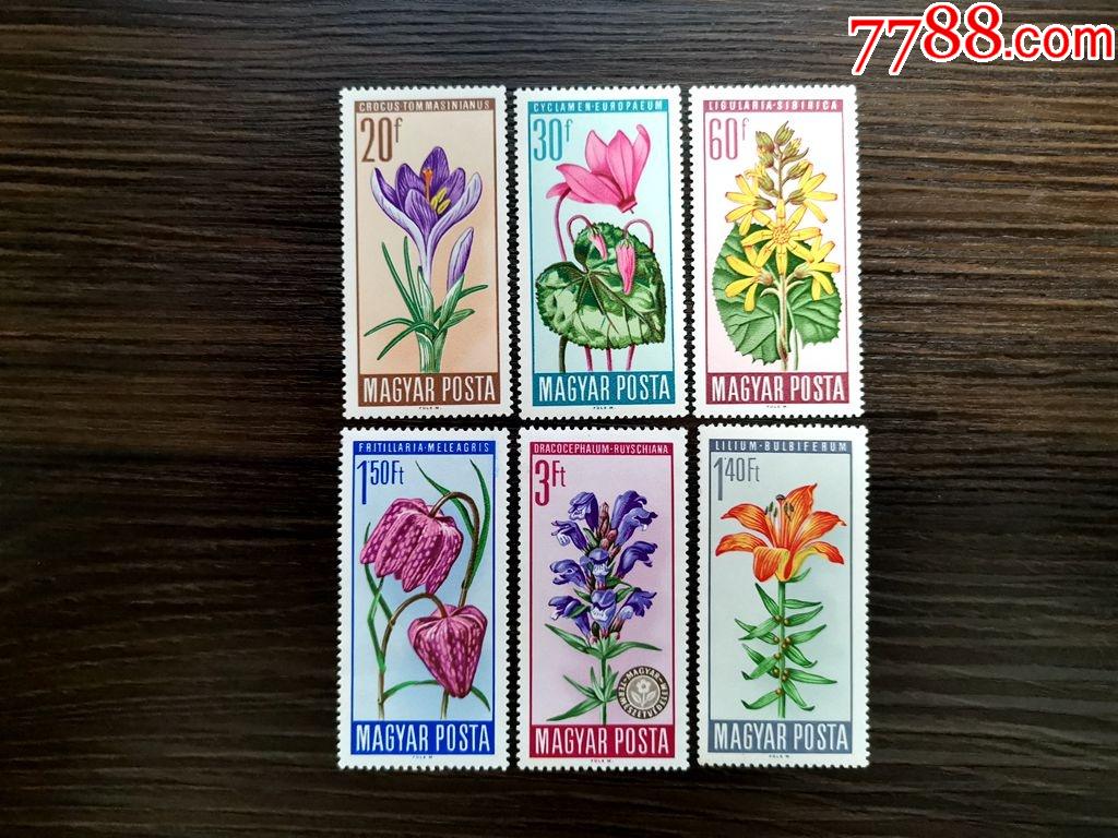 匈牙利邮票1966年植物花卉仙客来百合花6全原胶全新无贴2702
