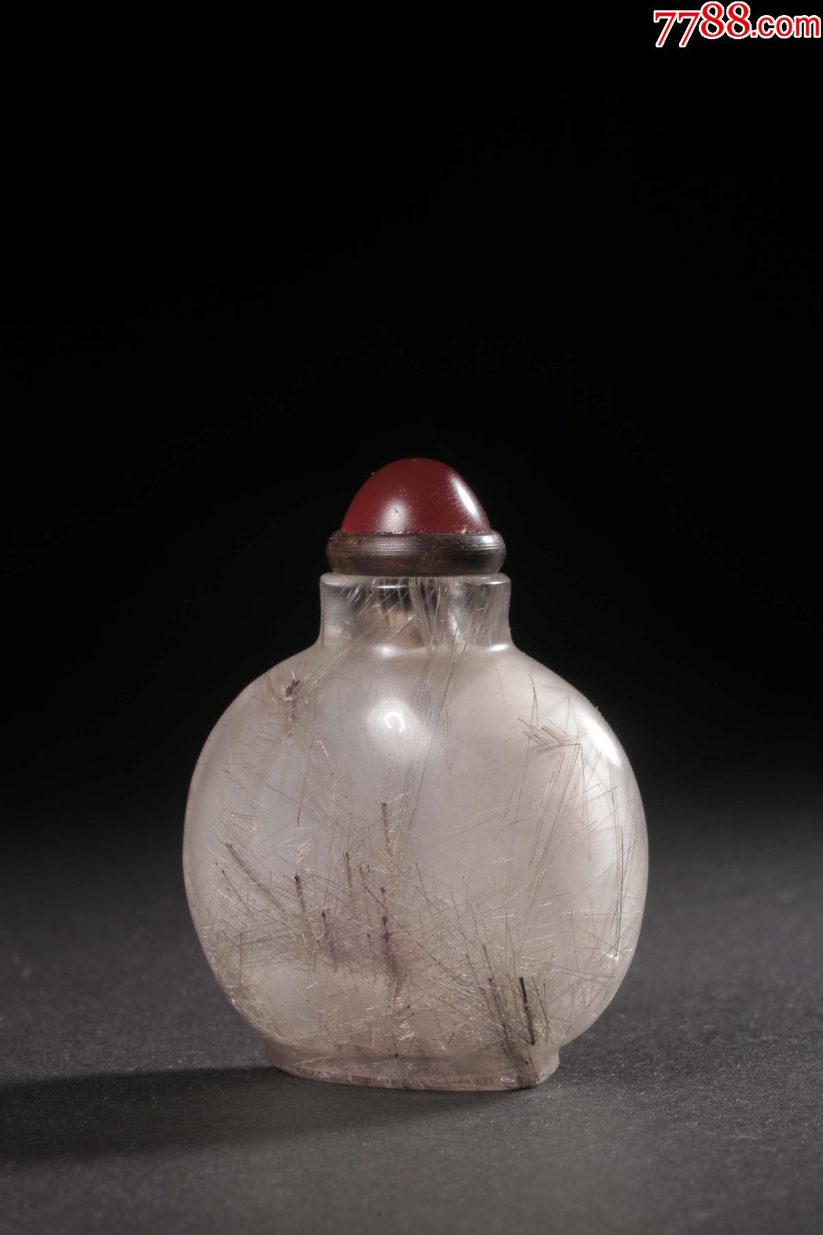 天然发晶鼻烟壶