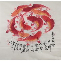  strong>何奕勇《连年有余》h1559 /strong>_花鸟国画原作