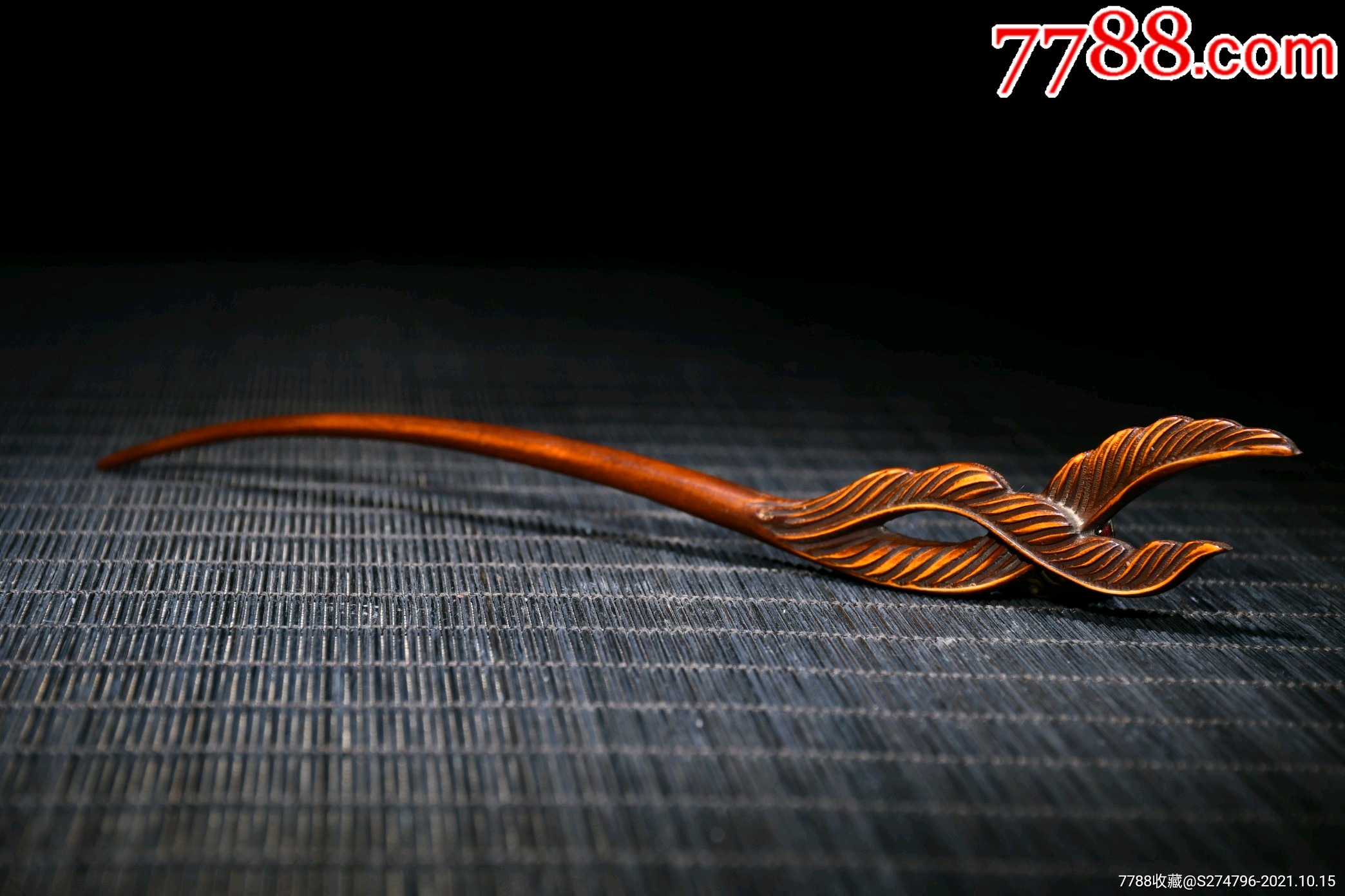 黄杨木精工雕刻羽毛簪子(纯洁.永恒_木雕摆件_第4张_7788茶具