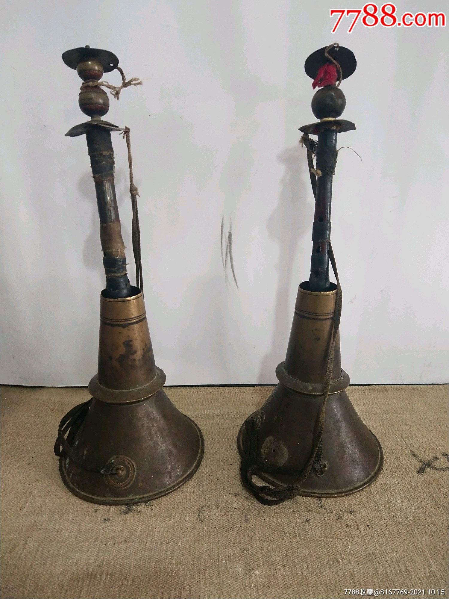 清代老唢呐一对匹克包浆一流