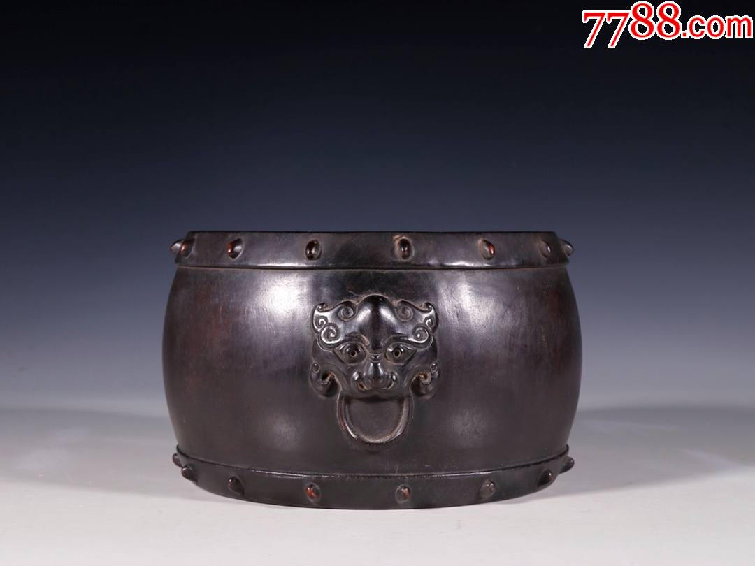 旧藏【老紫檀兽耳鼓型香炉】-价格:3000元-se83182306-其他根雕/木雕