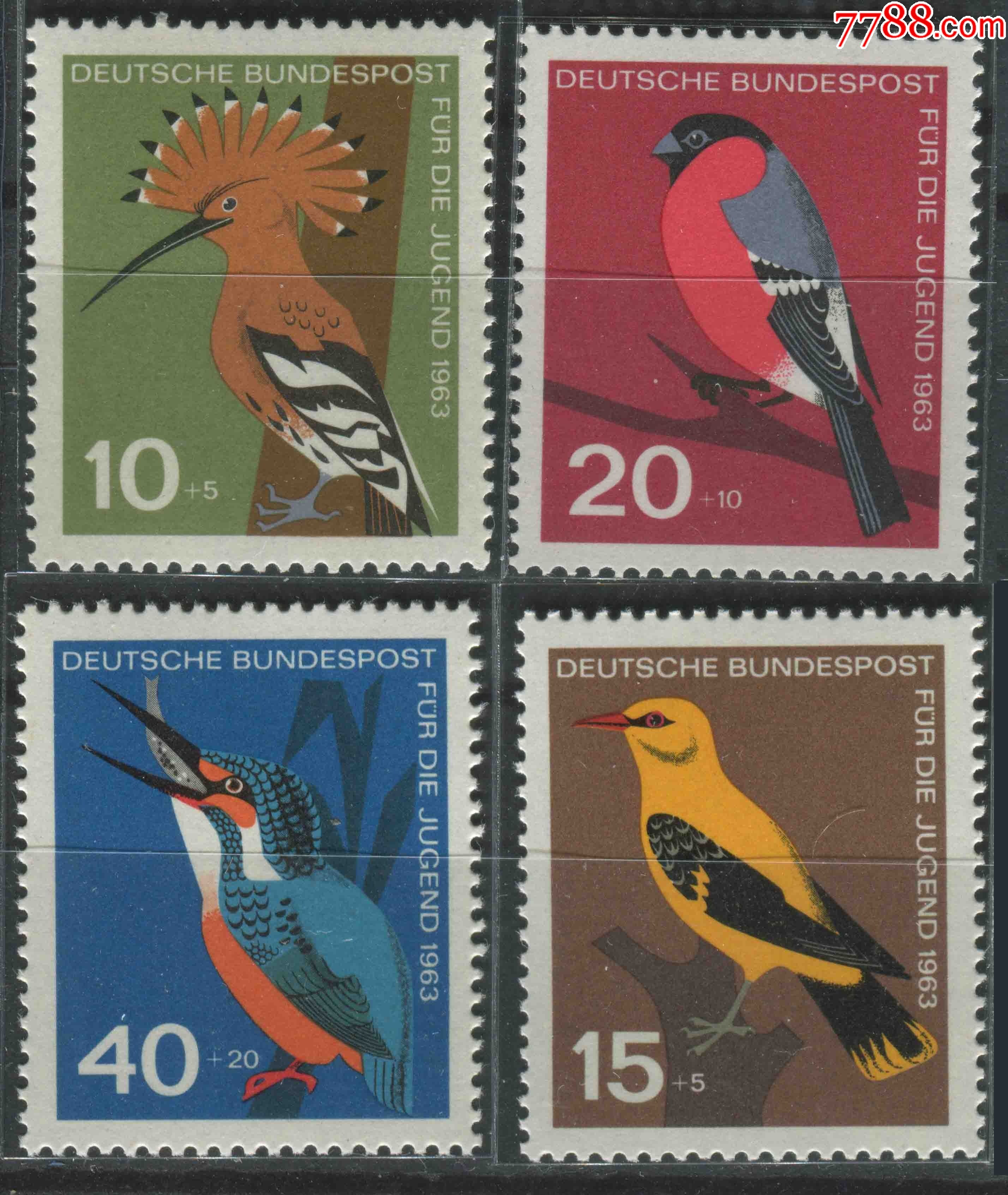 德国邮票西德1963年保护鸟类4全新brd01