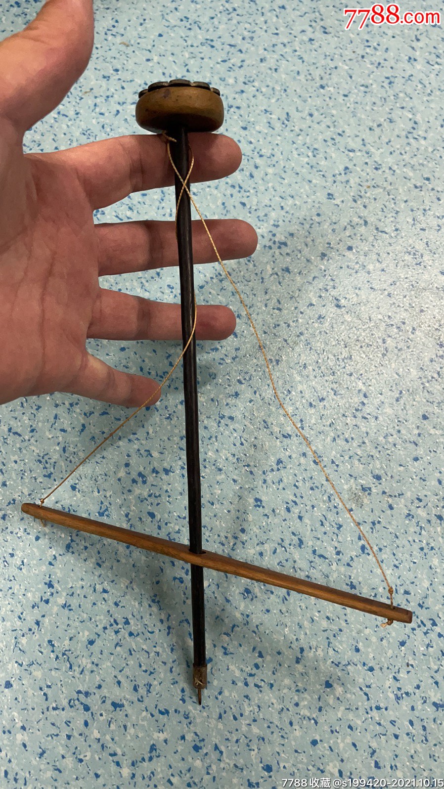 清代紫檀木老钻锔盆锔碗用的金刚钻完好正常使用展馆装修装饰