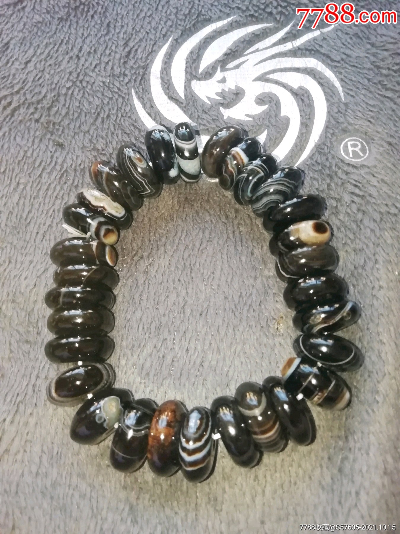 亏本处理天然缠丝老玛瑙算盘珠手链