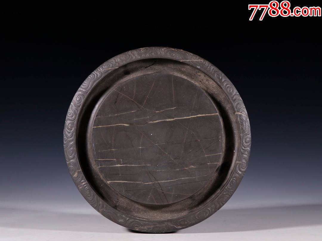 【老坑端石金丝银线圆砚台】-价格:12000元-se83184916-端砚-零售