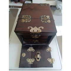 人気ブランドからコーディネートを探す 清代黄花梨【梳妆盒】尺寸26x19x15cm重2857克-木盒/木匣-7788红宝书 木工、竹工芸