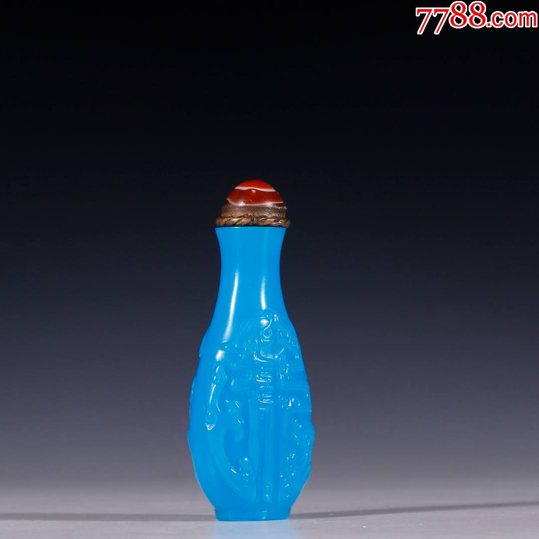 蓝琉璃螭龙鼻烟壶_价格4000元_第1张_7788商城__七