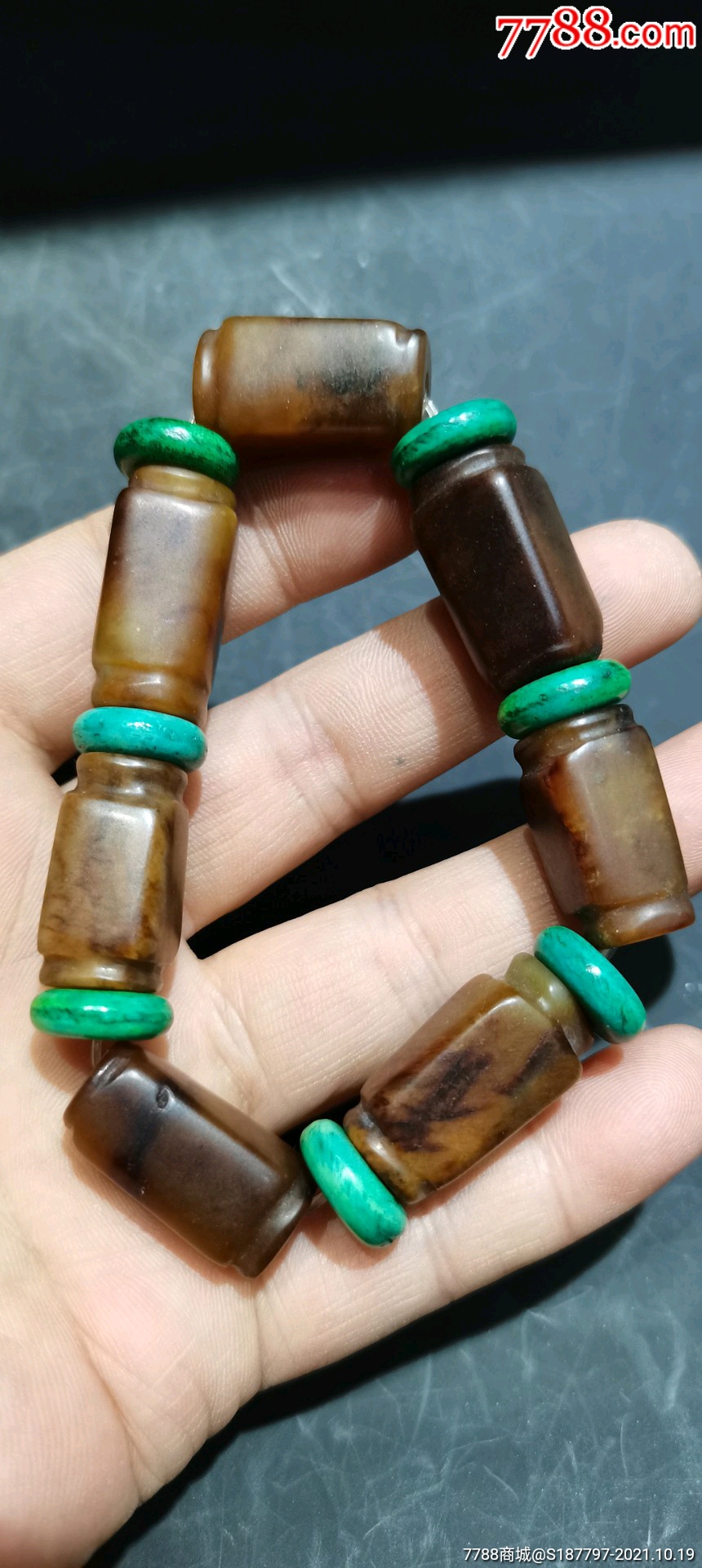 清代老玉玉琮手串