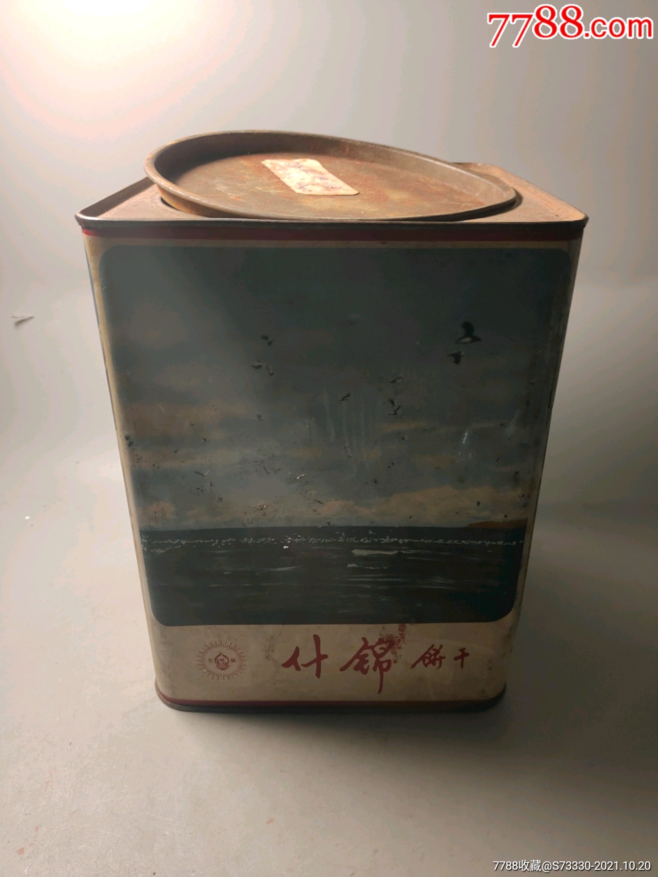 风景铁皮饼干桶一只_铁皮盒/铁筒_第1张_7788铜器收藏