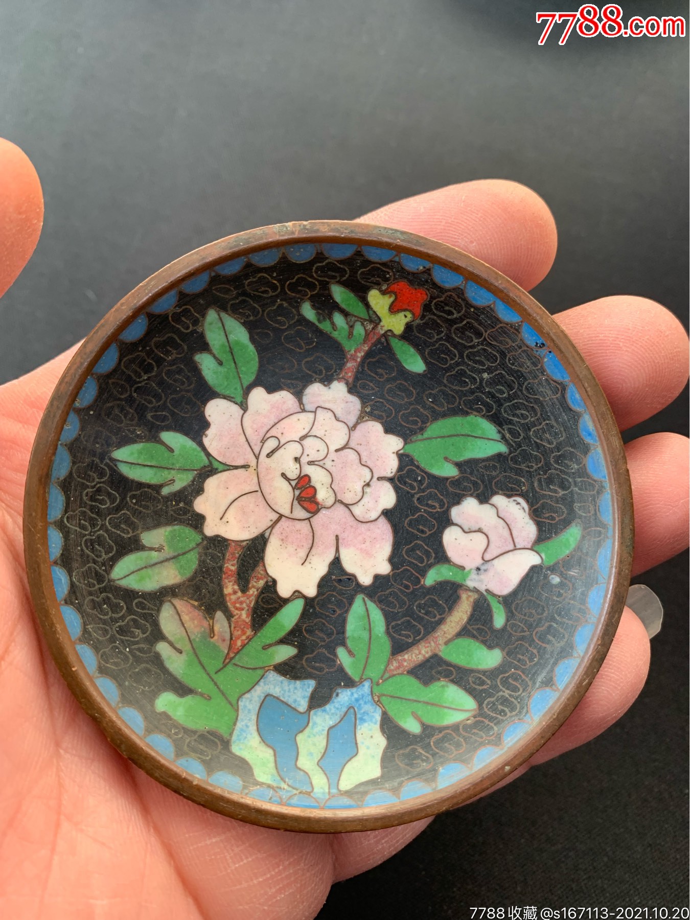 老掐丝珐琅铜盘一件.