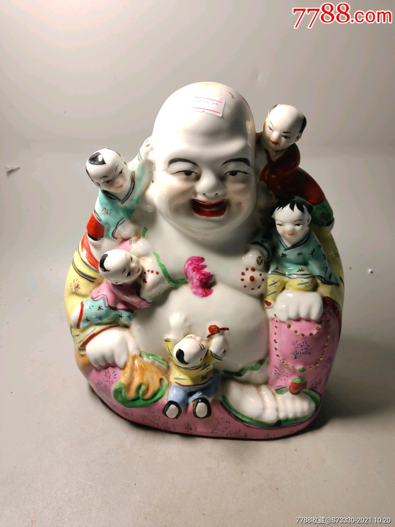 80年代左右,景德镇雕塑瓷厂粉彩五子登科