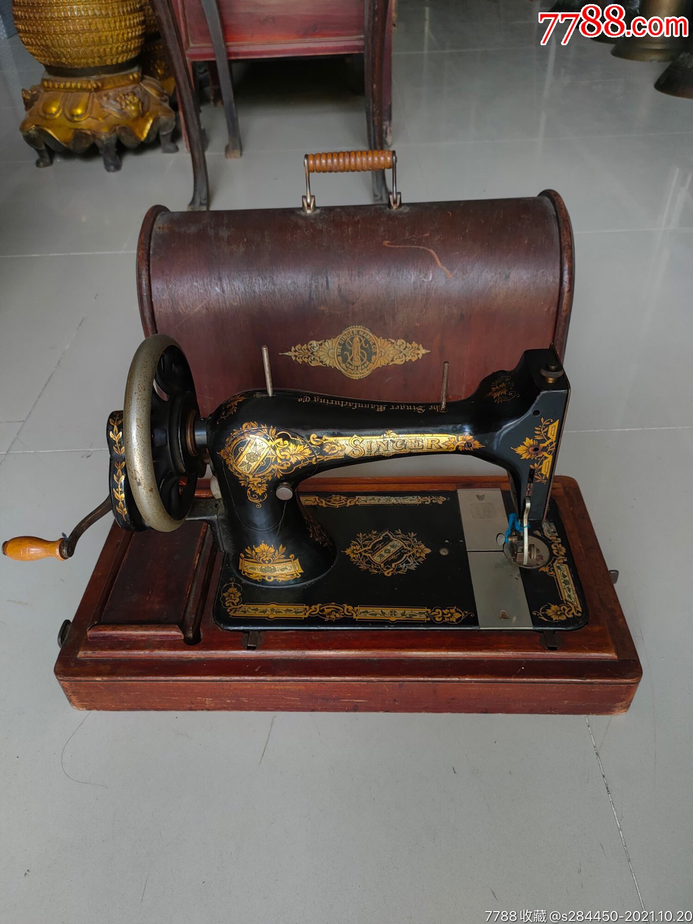 美国胜家牌便携式手摇缝纫机_价格1900元【小赵的精品古董行】_第1张