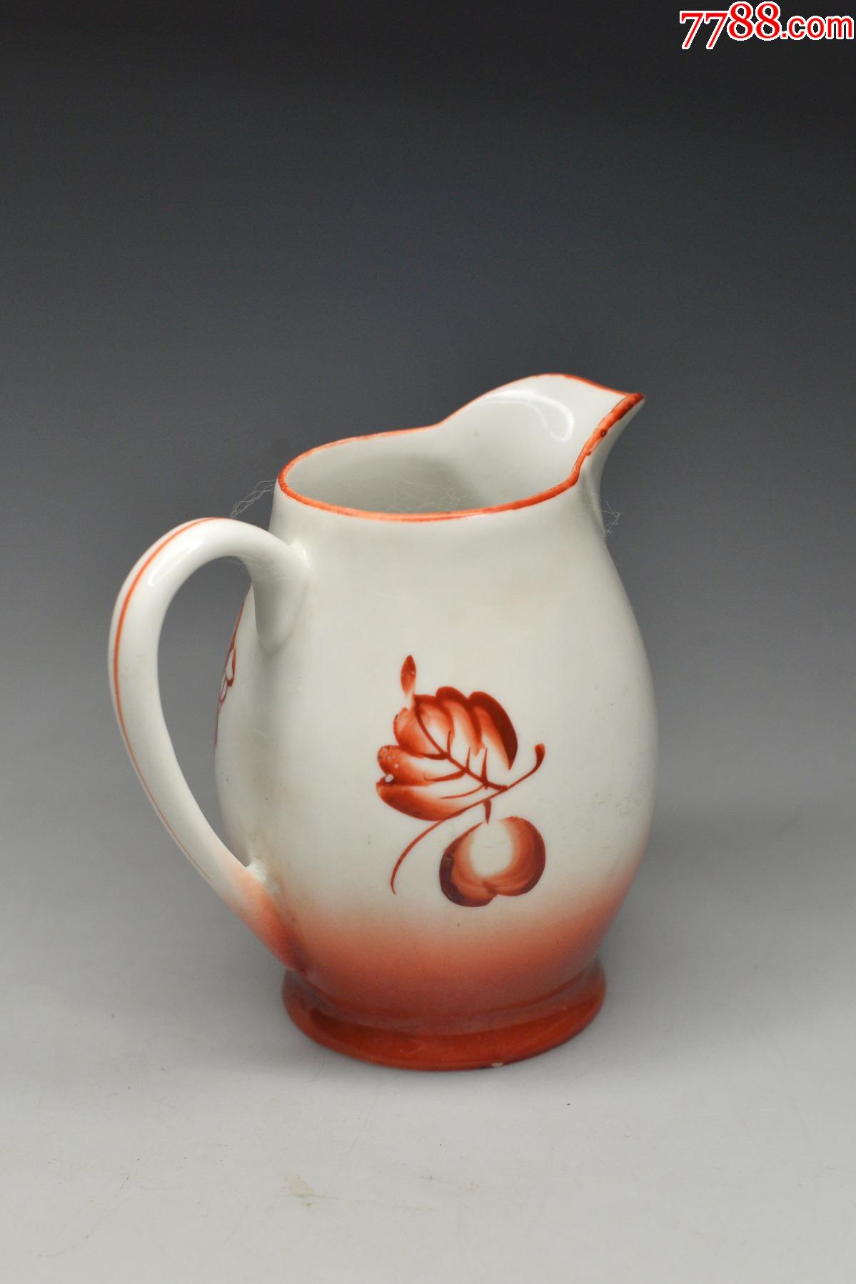 伪满洲国到解放前后老瓷器红彩瓷吹釉瓷公道杯漱口缸老物件