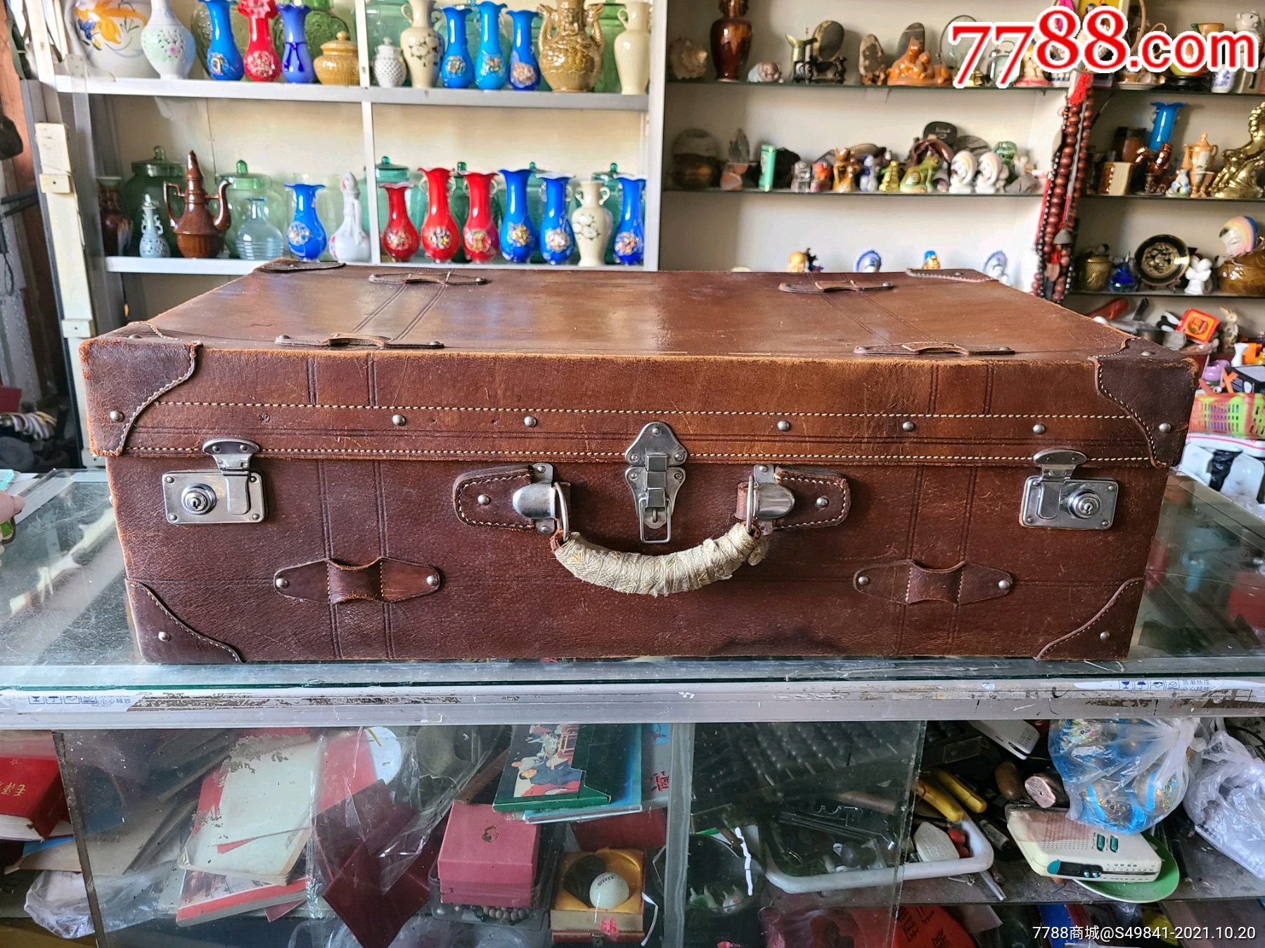 民国大型厚实牛皮箱旅行箱